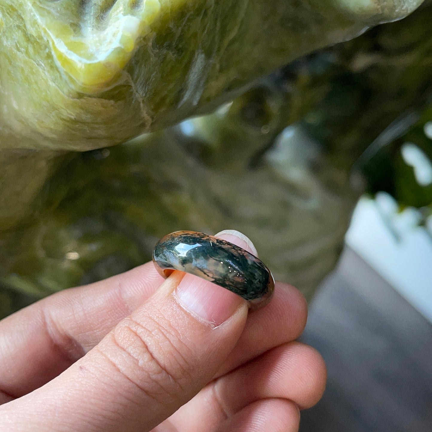 Natural Moss Agate Ring Size 1.7