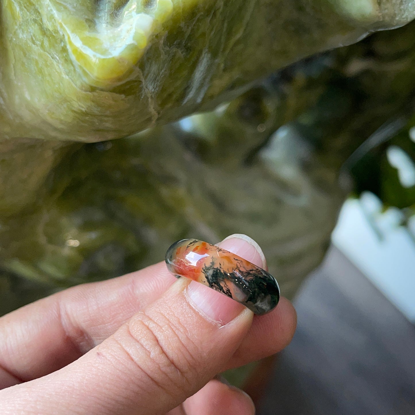 Natural Moss Agate Ring Size 1.7