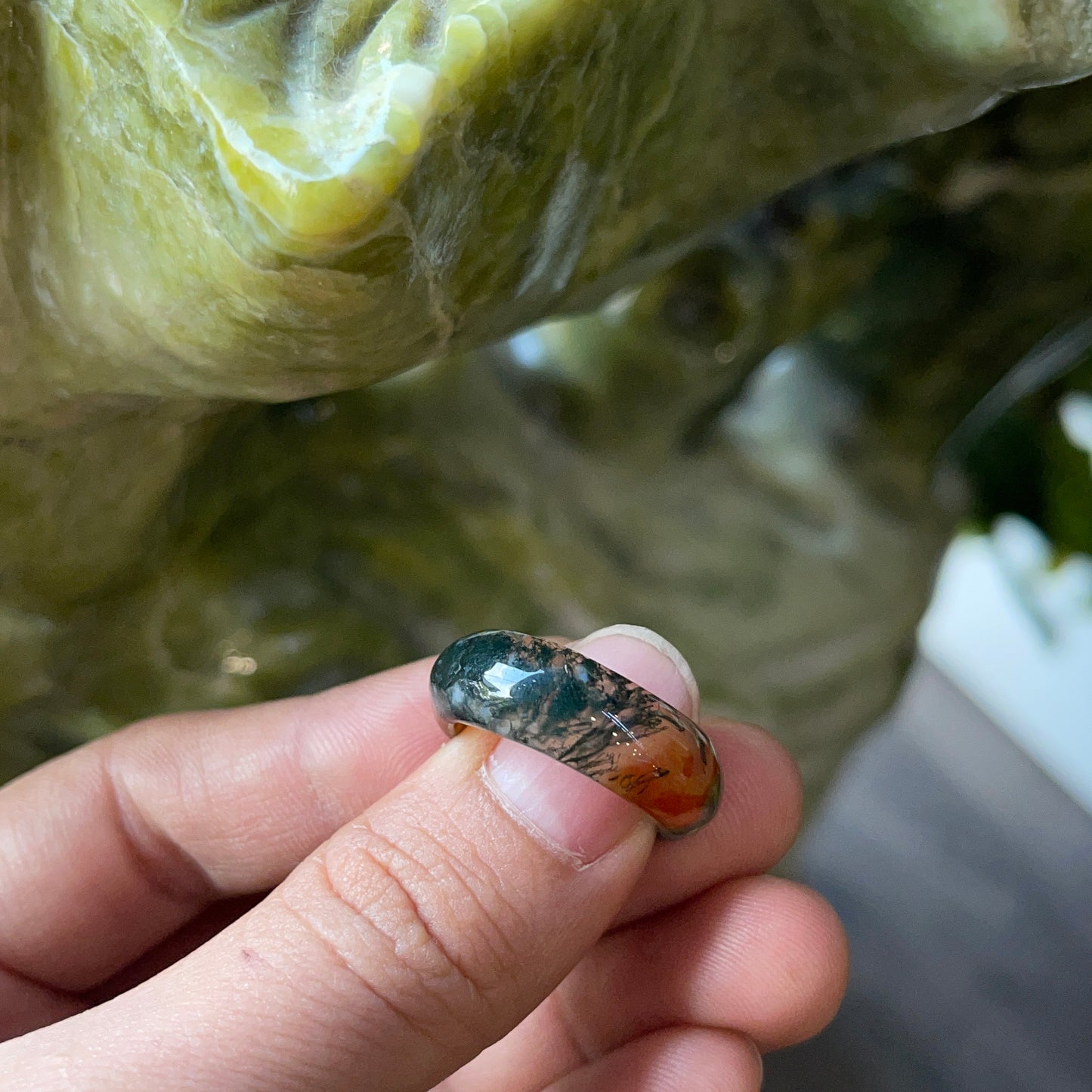 Natural Moss Agate Ring Size 1.7
