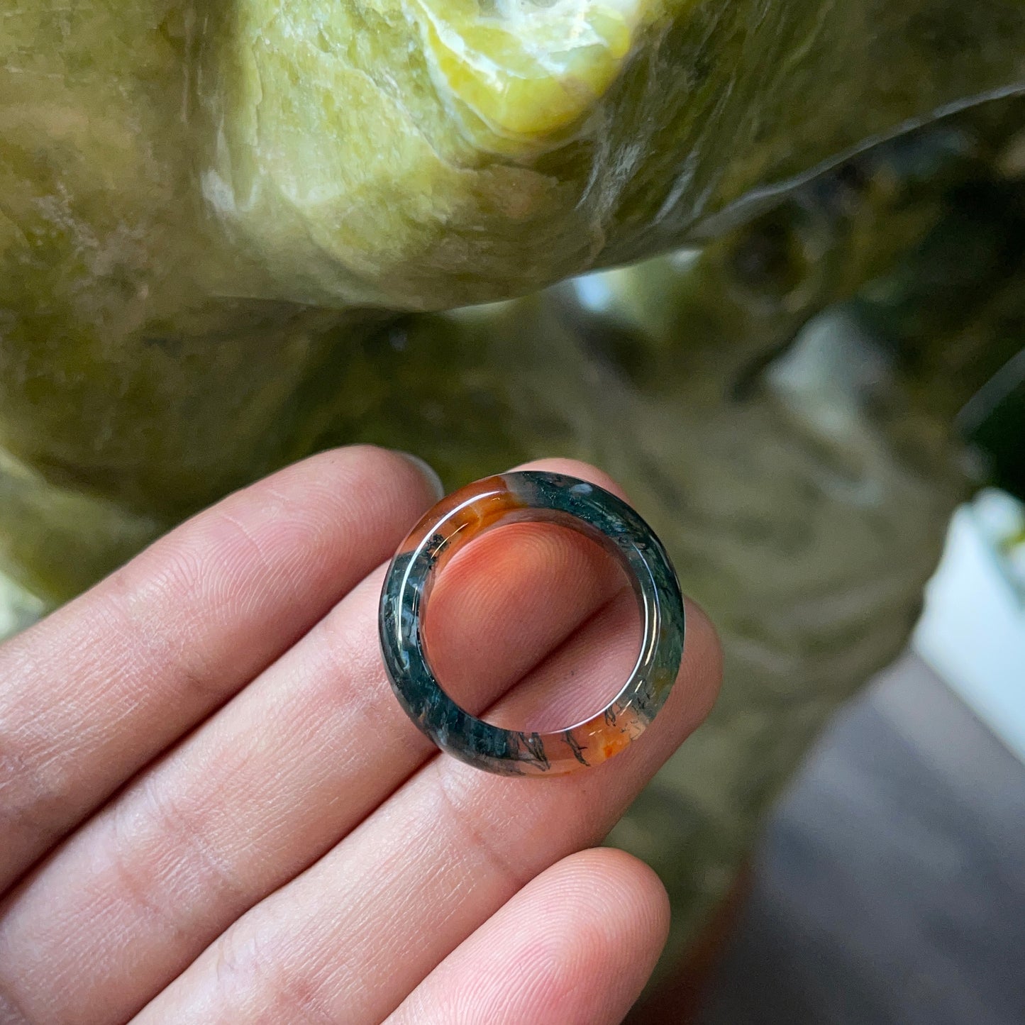 Natural Moss Agate Ring Size 1.7