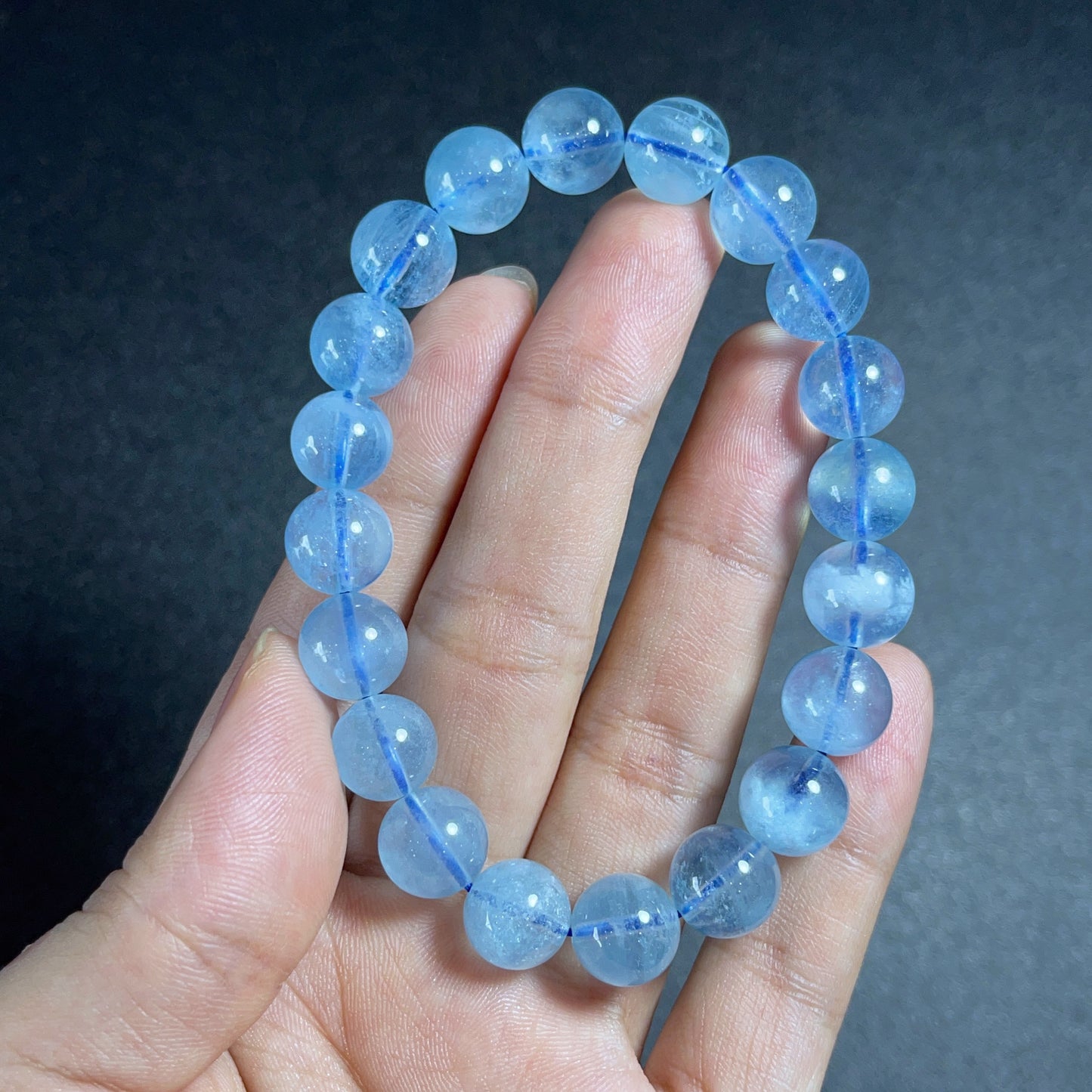 Bracelet aigue-marine taille 10 mm