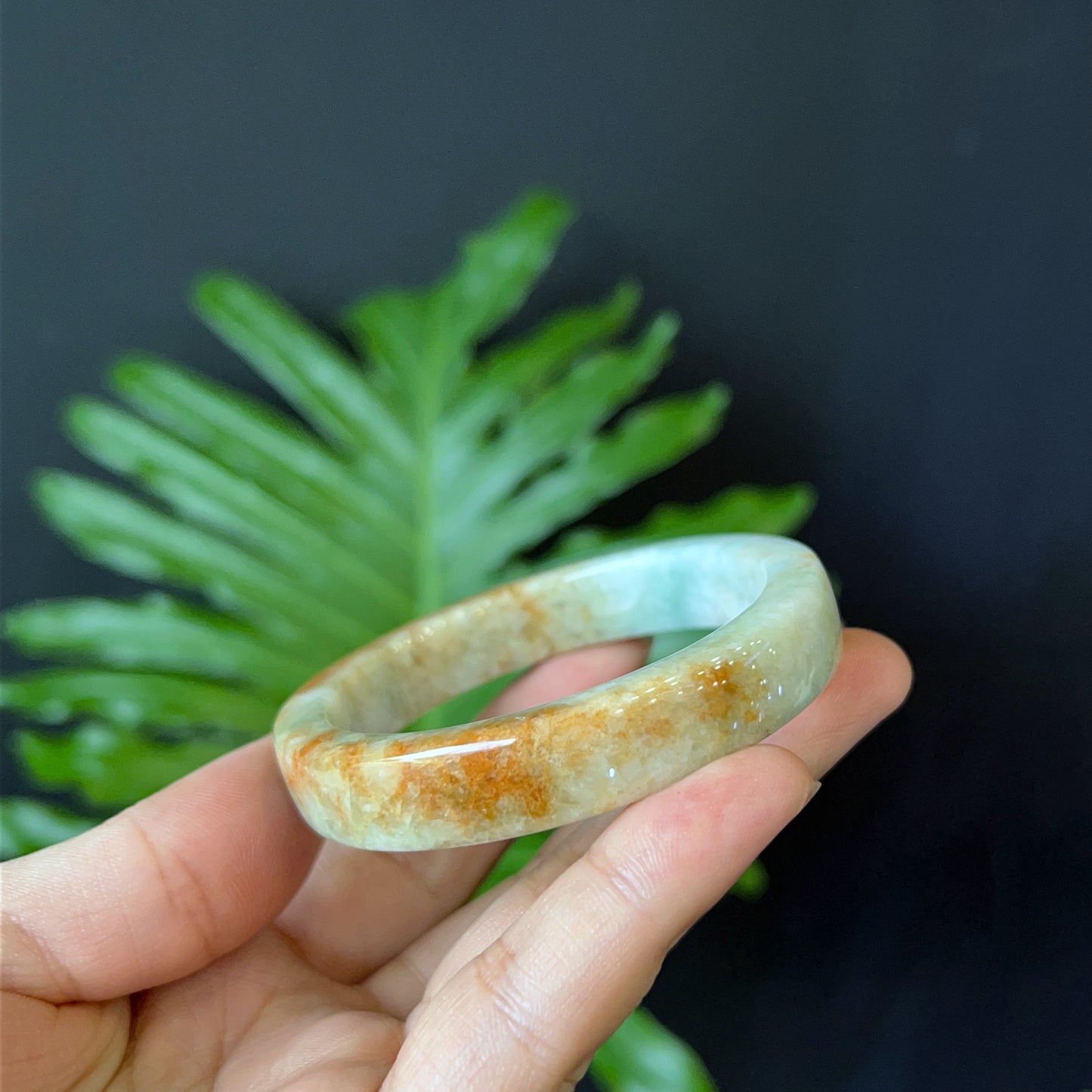 Natural Jade Bangle Square Style Size 52 mm