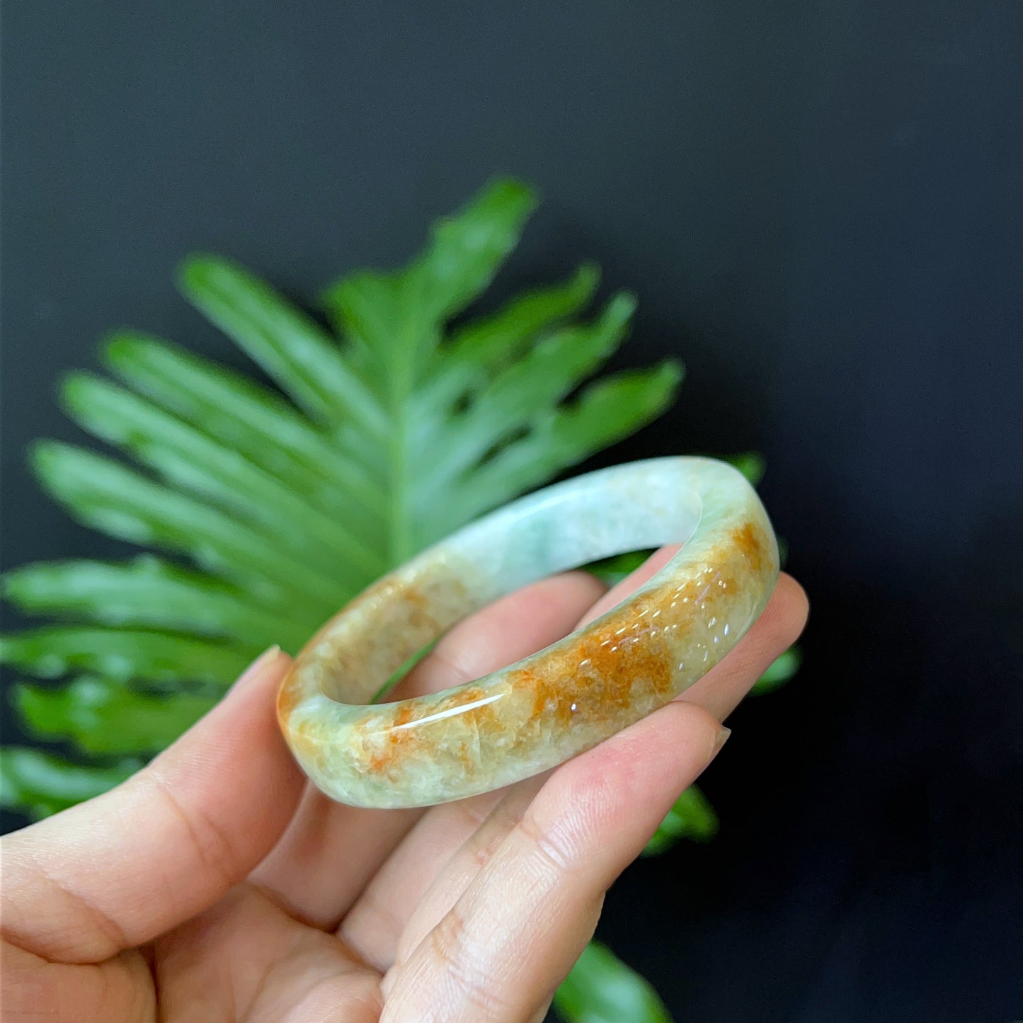 Natural Jade Bangle Square Style Size 52 mm