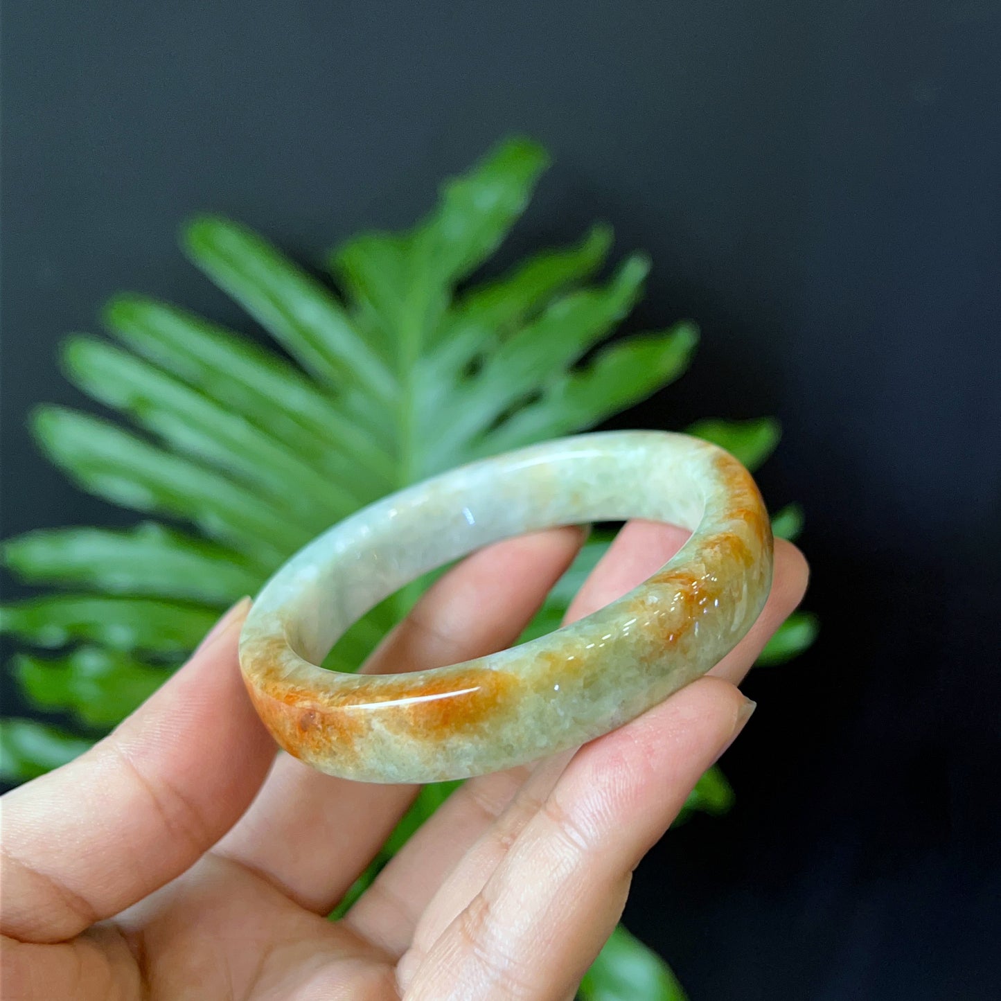 Natural Jade Bangle Square Style Size 52 mm