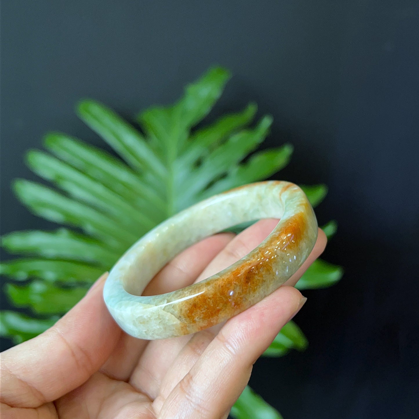 Natural Jade Bangle Square Style Size 52 mm