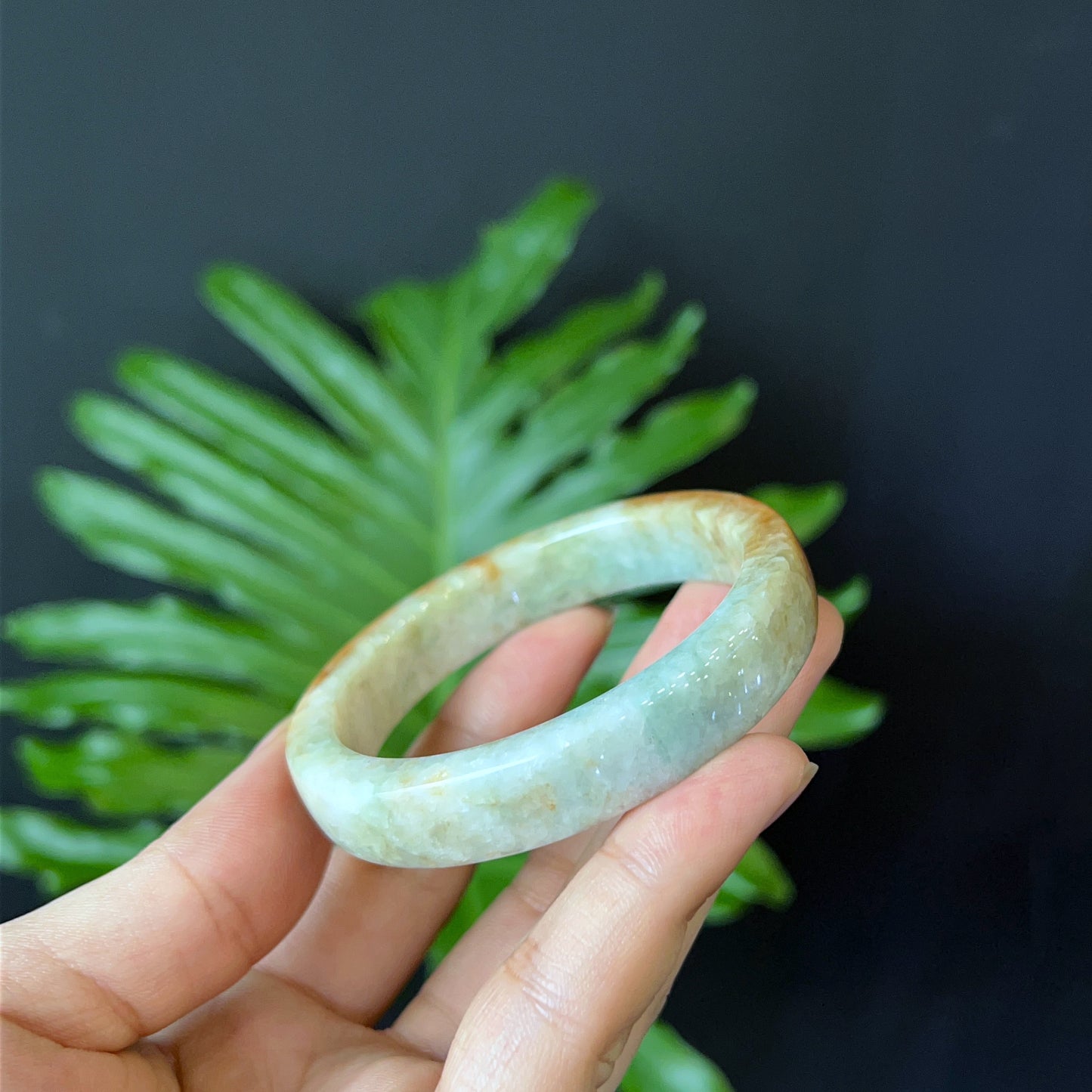 Natural Jade Bangle Square Style Size 52 mm