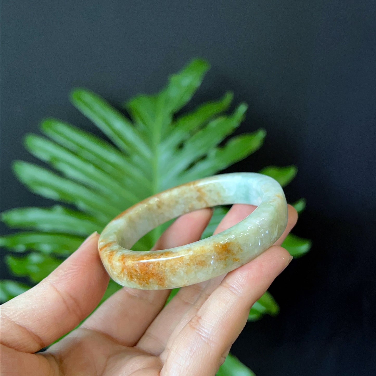 Natural Jade Bangle Square Style Size 52 mm