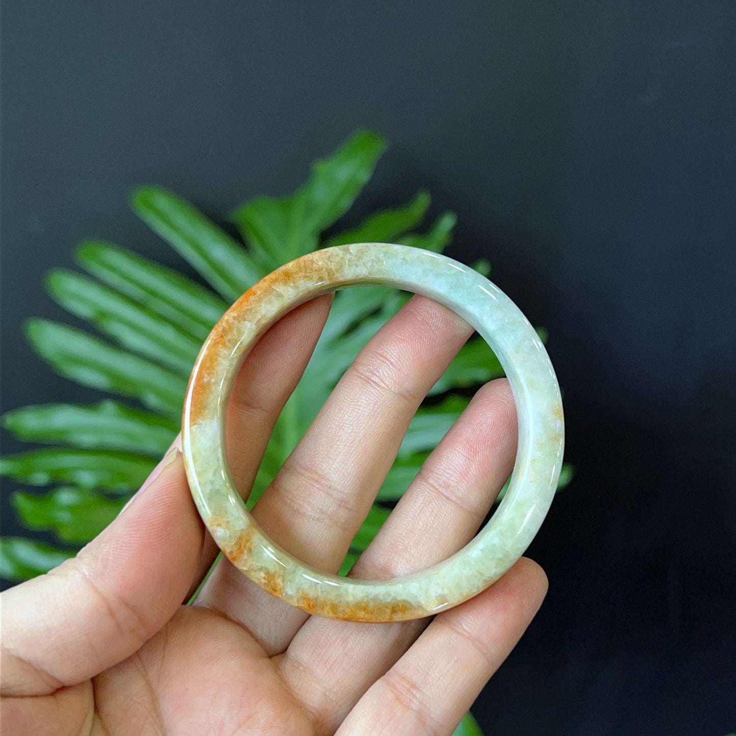 Natural Jade Bangle Square Style Size 52 mm