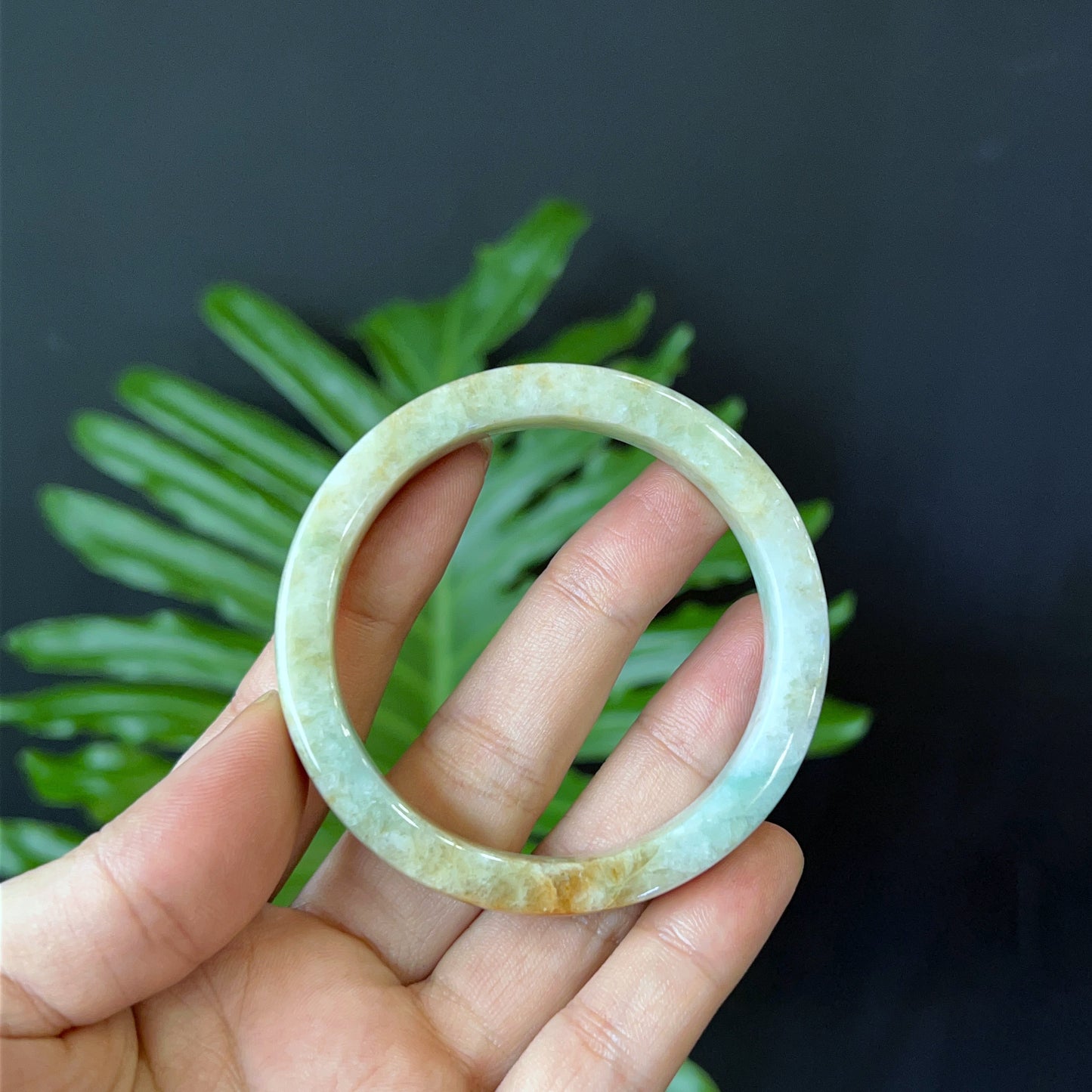 Natural Jade Bangle Square Style Size 52 mm