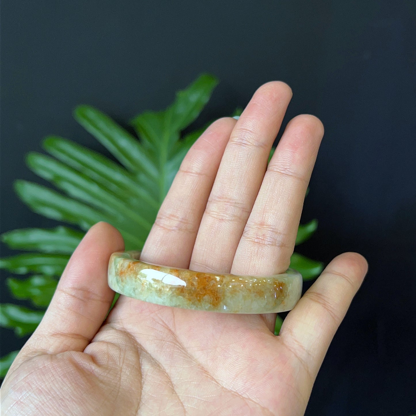 Natural Jade Bangle Square Style Size 52 mm