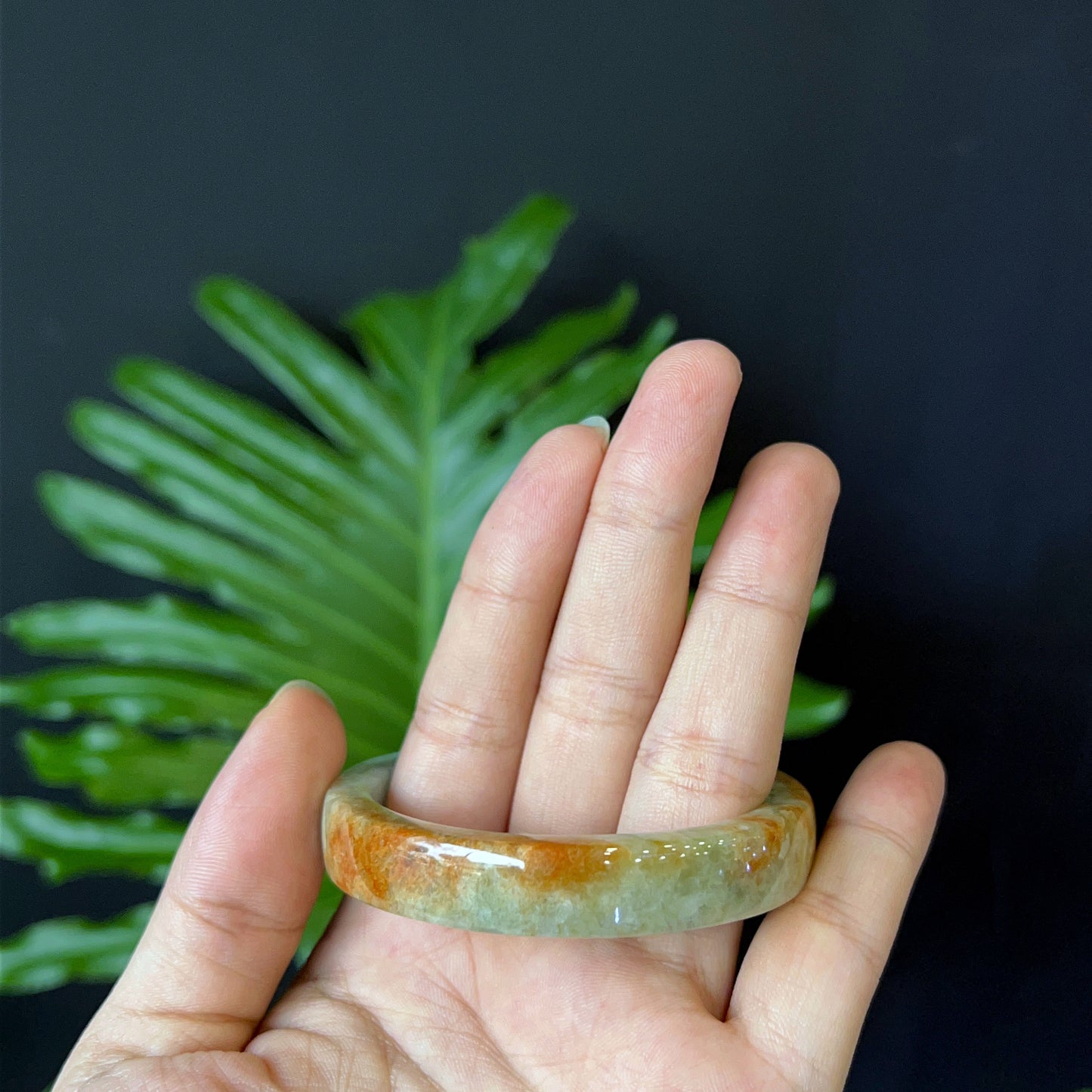 Natural Jade Bangle Square Style Size 52 mm