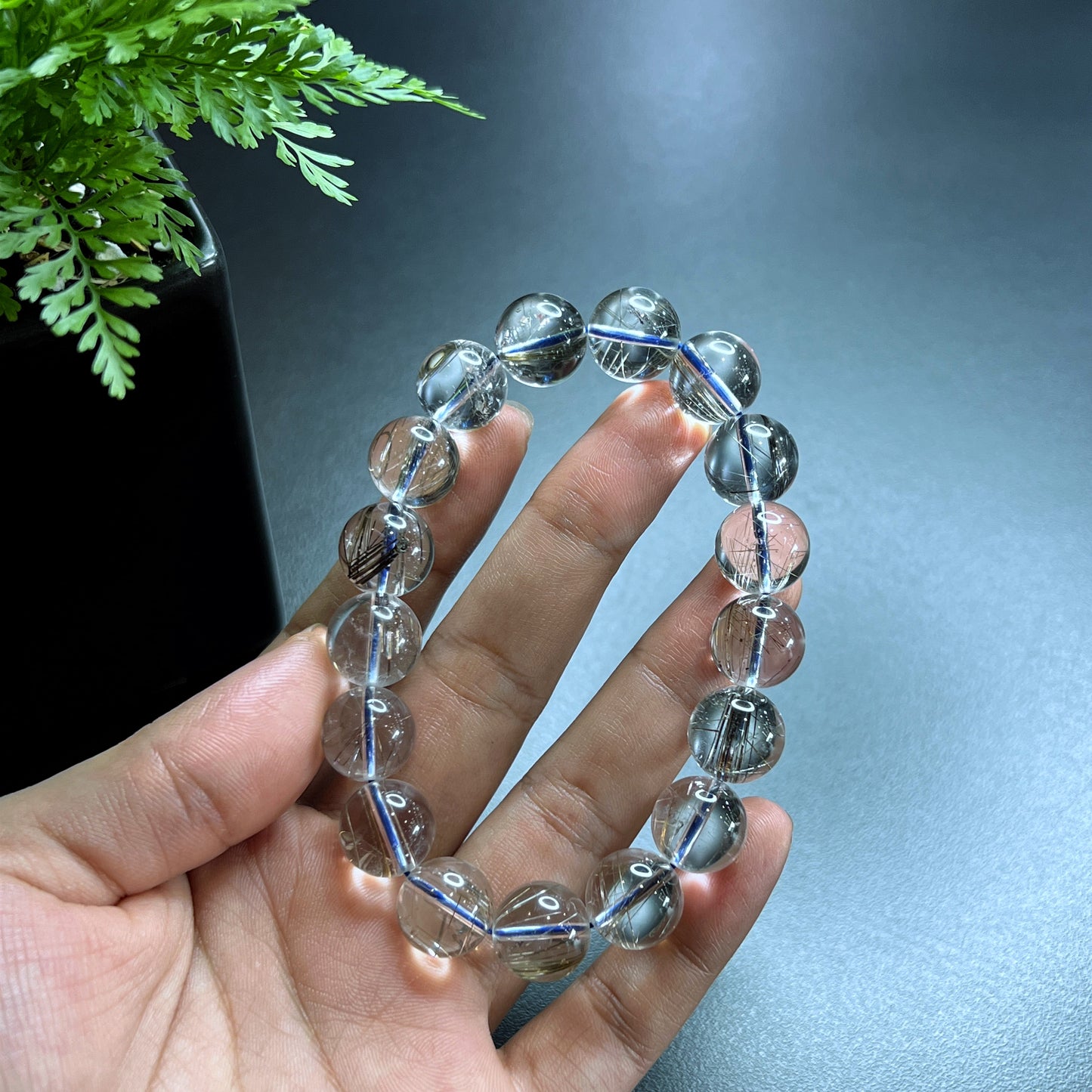 Platinum Rutilated Quartz VIP Bracelet Size 12 mm