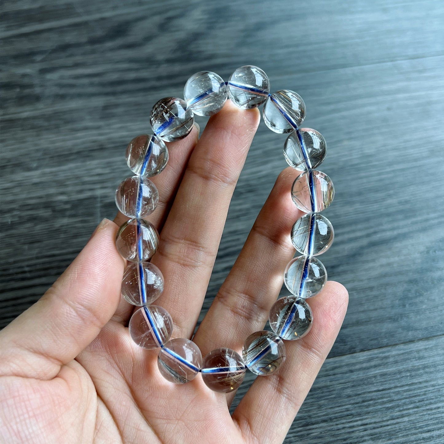 Platinum Rutilated Quartz VIP Bracelet Size 12 mm