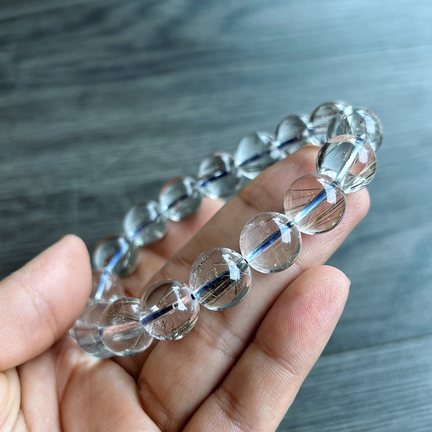 Platinum Rutilated Quartz VIP Bracelet Size 12 mm
