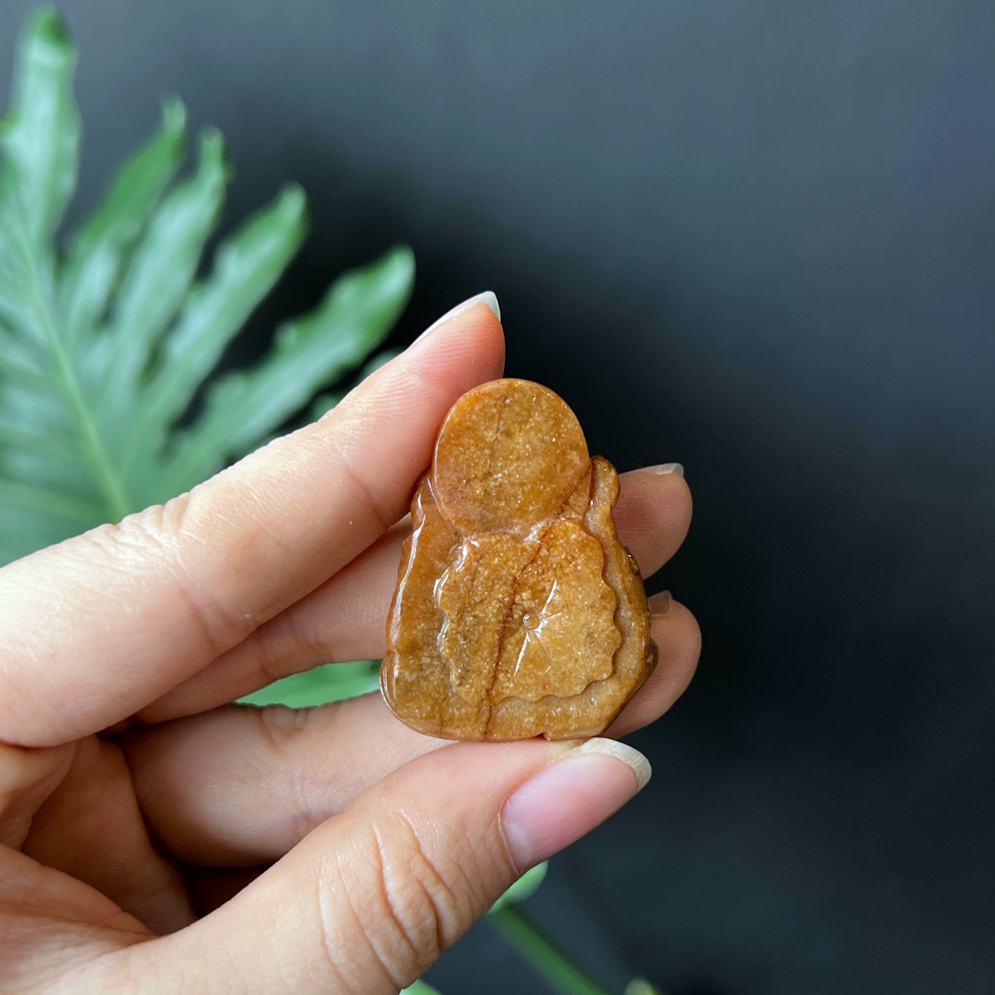 Lotus Guan Yin (Quan The Am) Orange Natural Jadeite Jade Pendant
