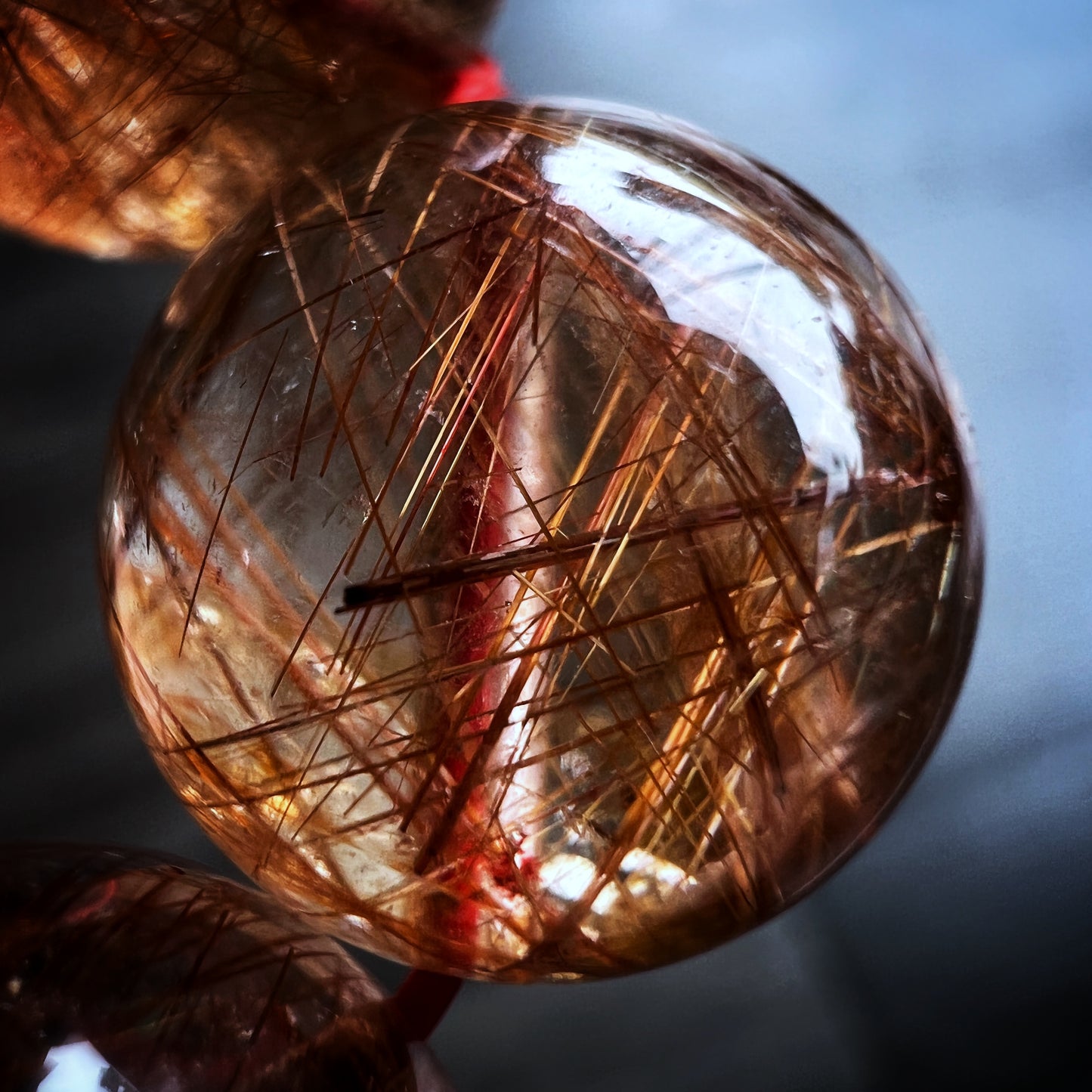 Natural Red Brown Rutilated Quartz VIP Bracelet Size 14 mm