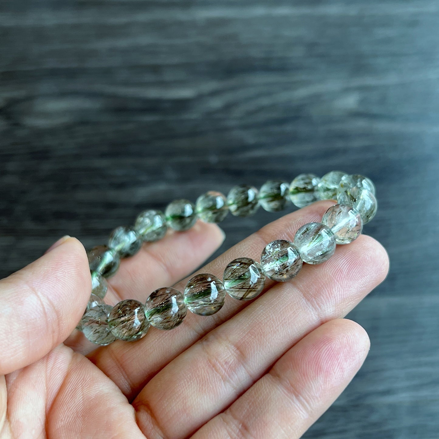 Translucent Natural Green Rutilated Quartz Size 9 mm