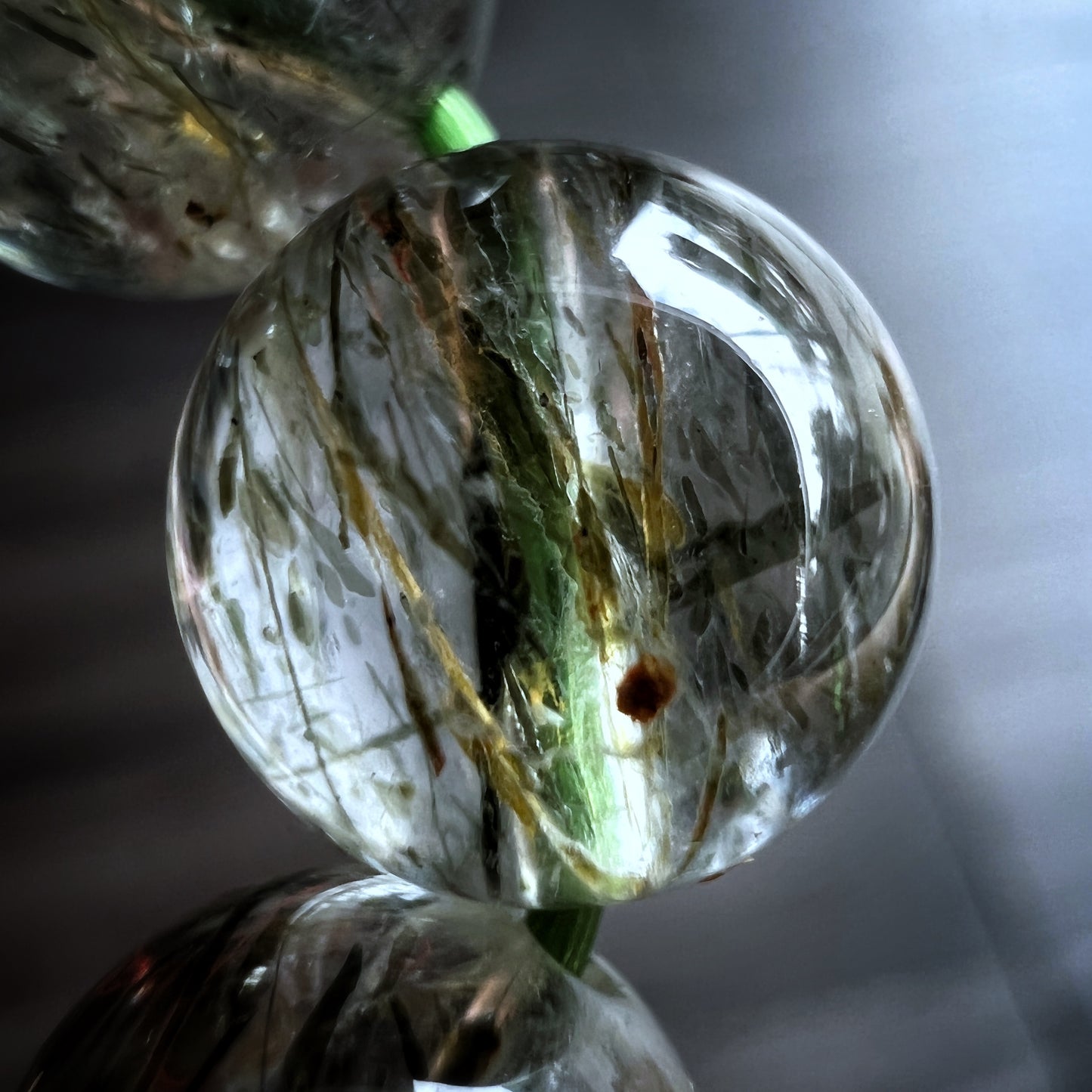 Translucent Natural Green Rutilated Quartz Size 9 mm