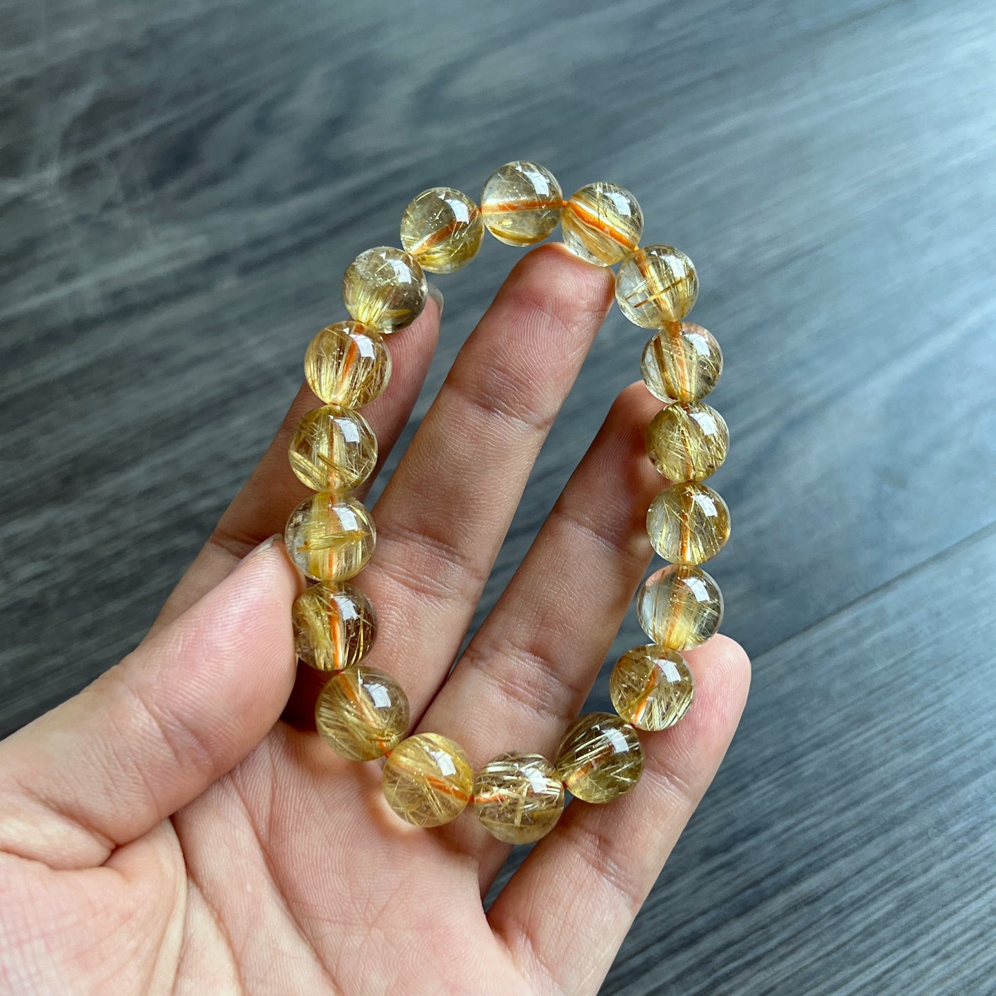 Bracelet VIP Quartz Rutilé Doré Taille 11 mm
