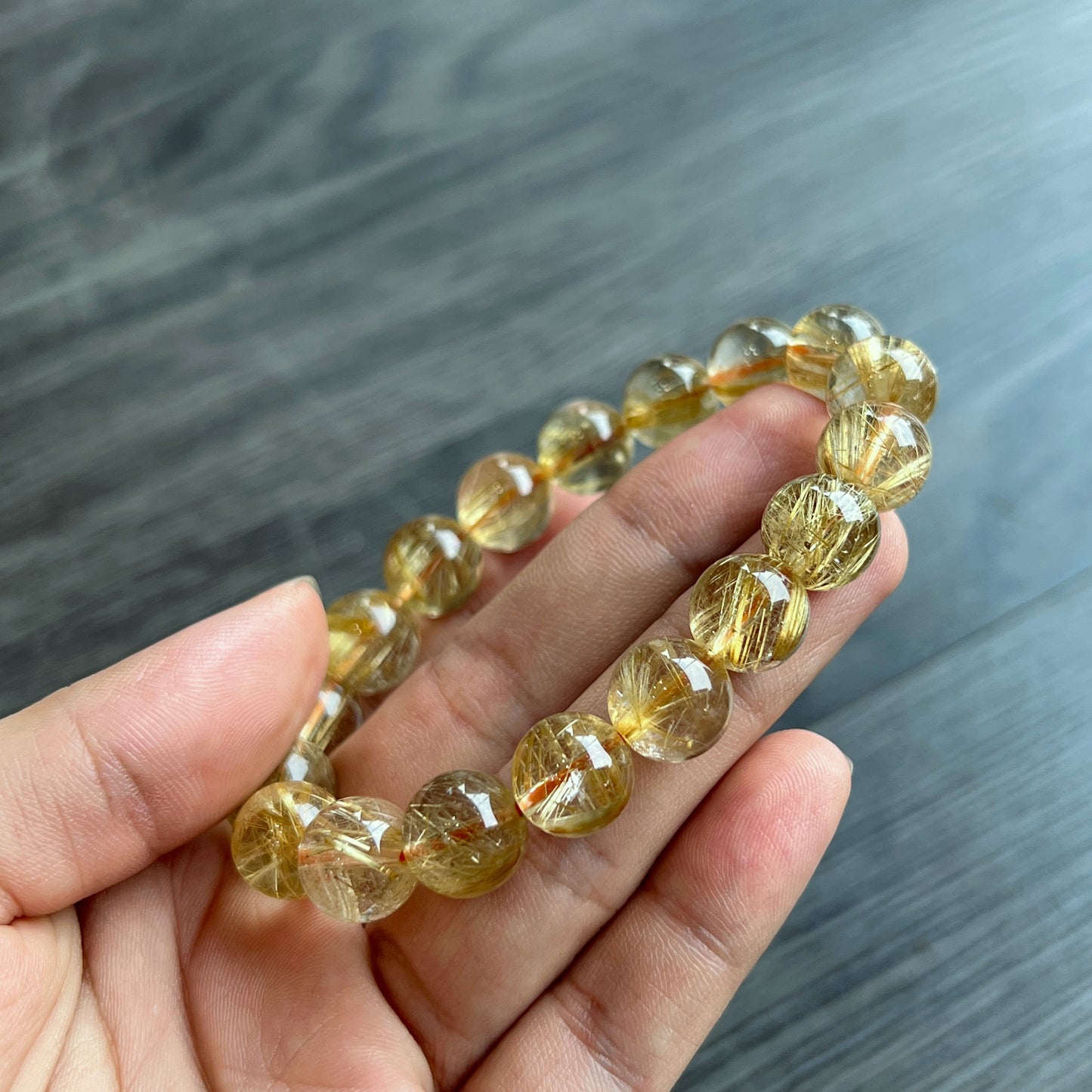 Bracelet VIP Quartz Rutilé Doré Taille 11 mm