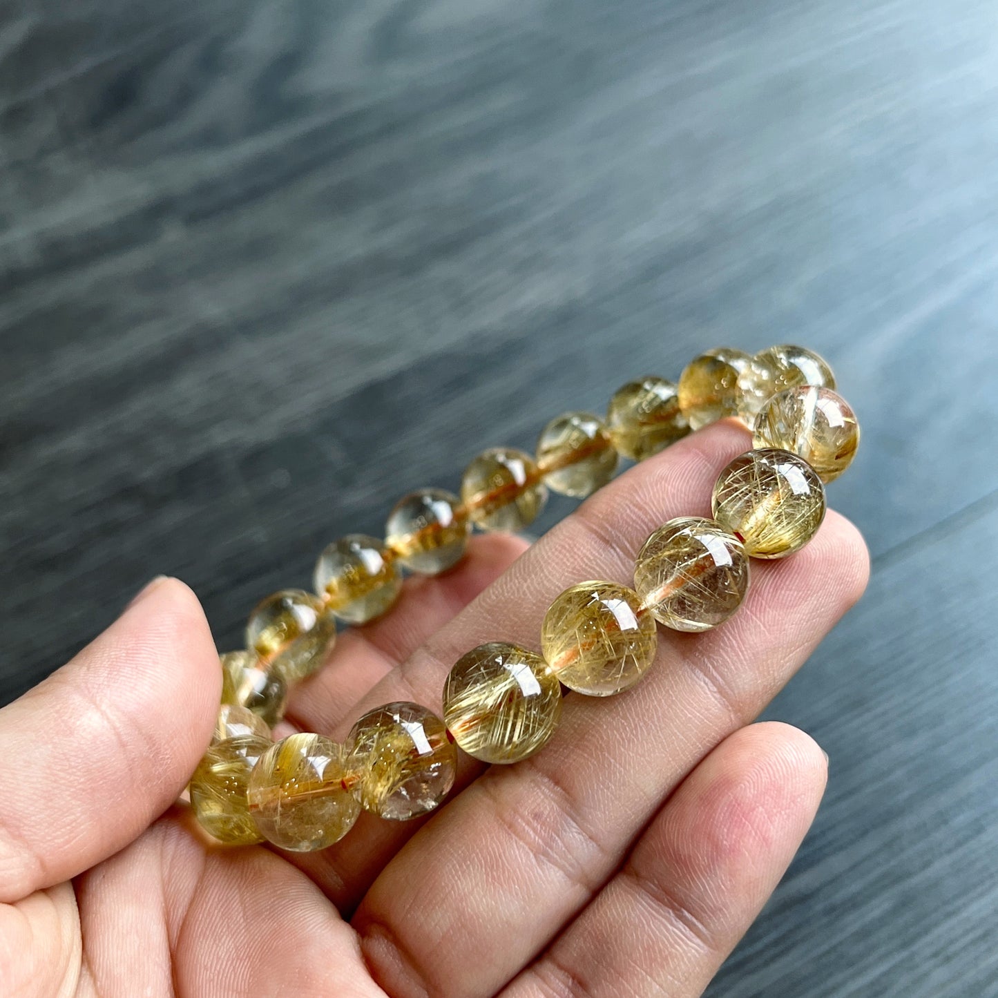 Bracelet VIP Quartz Rutilé Doré Taille 11 mm