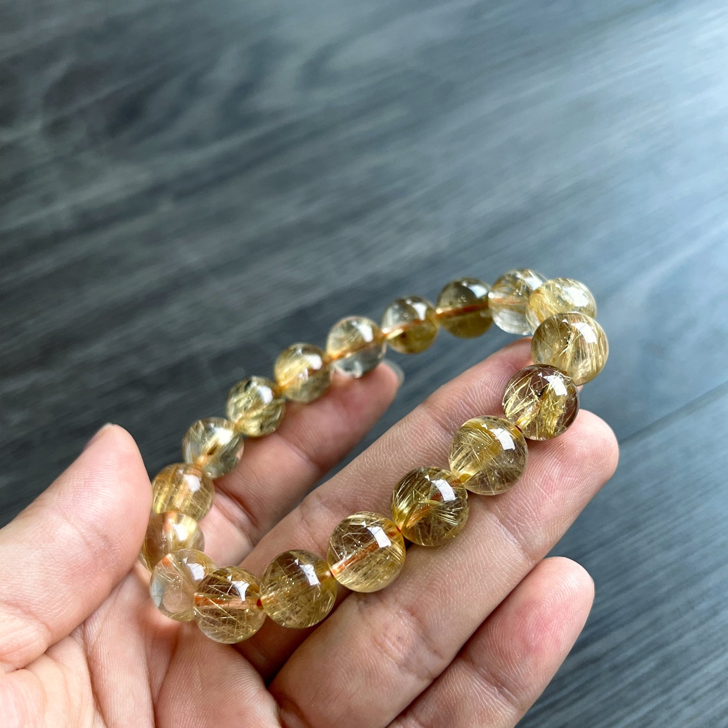 Bracelet VIP Quartz Rutilé Doré Taille 11 mm