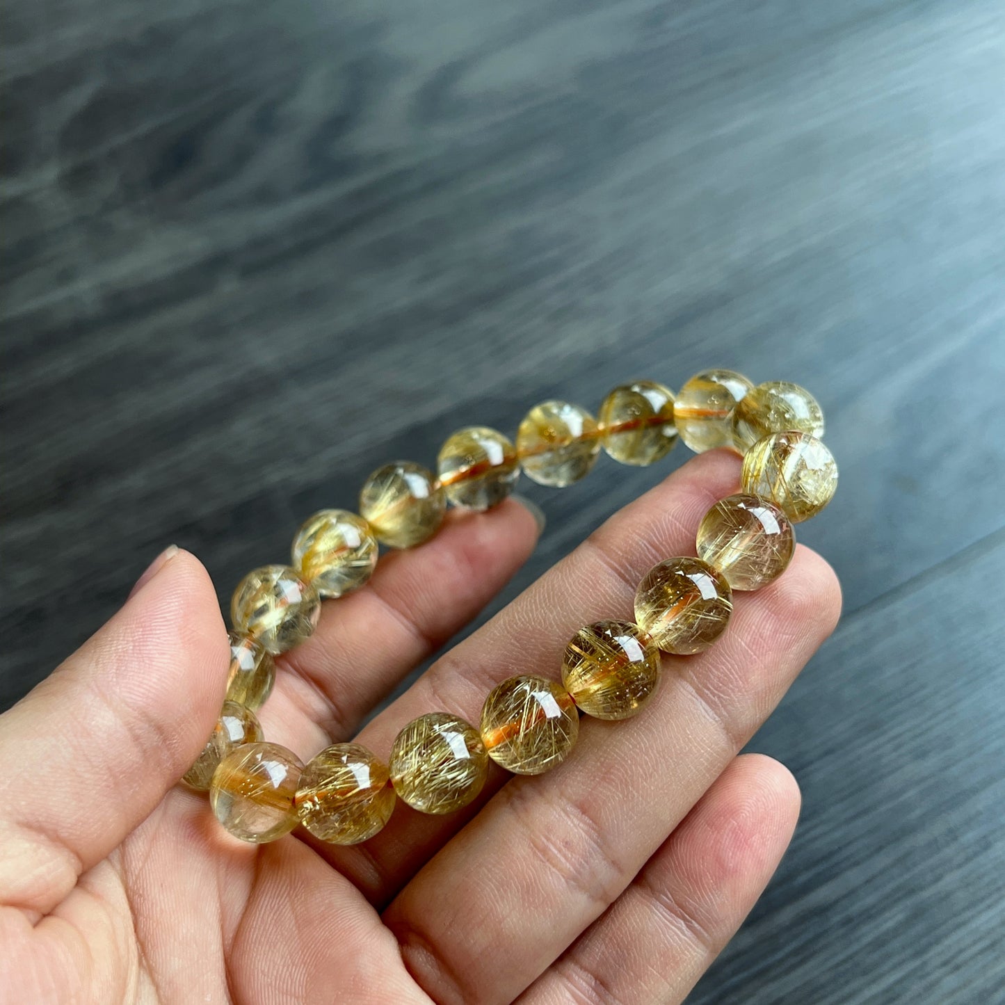 Bracelet VIP Quartz Rutilé Doré Taille 11 mm