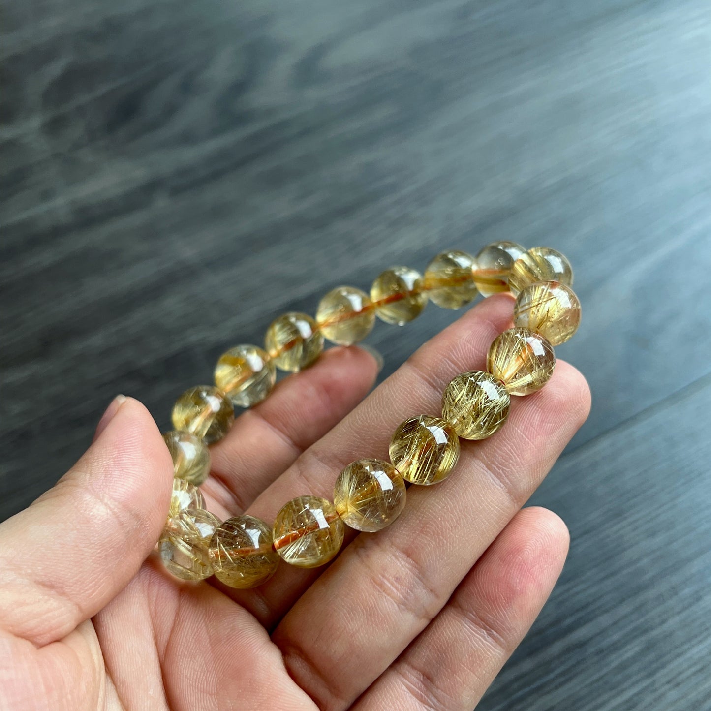 Bracelet VIP Quartz Rutilé Doré Taille 11 mm
