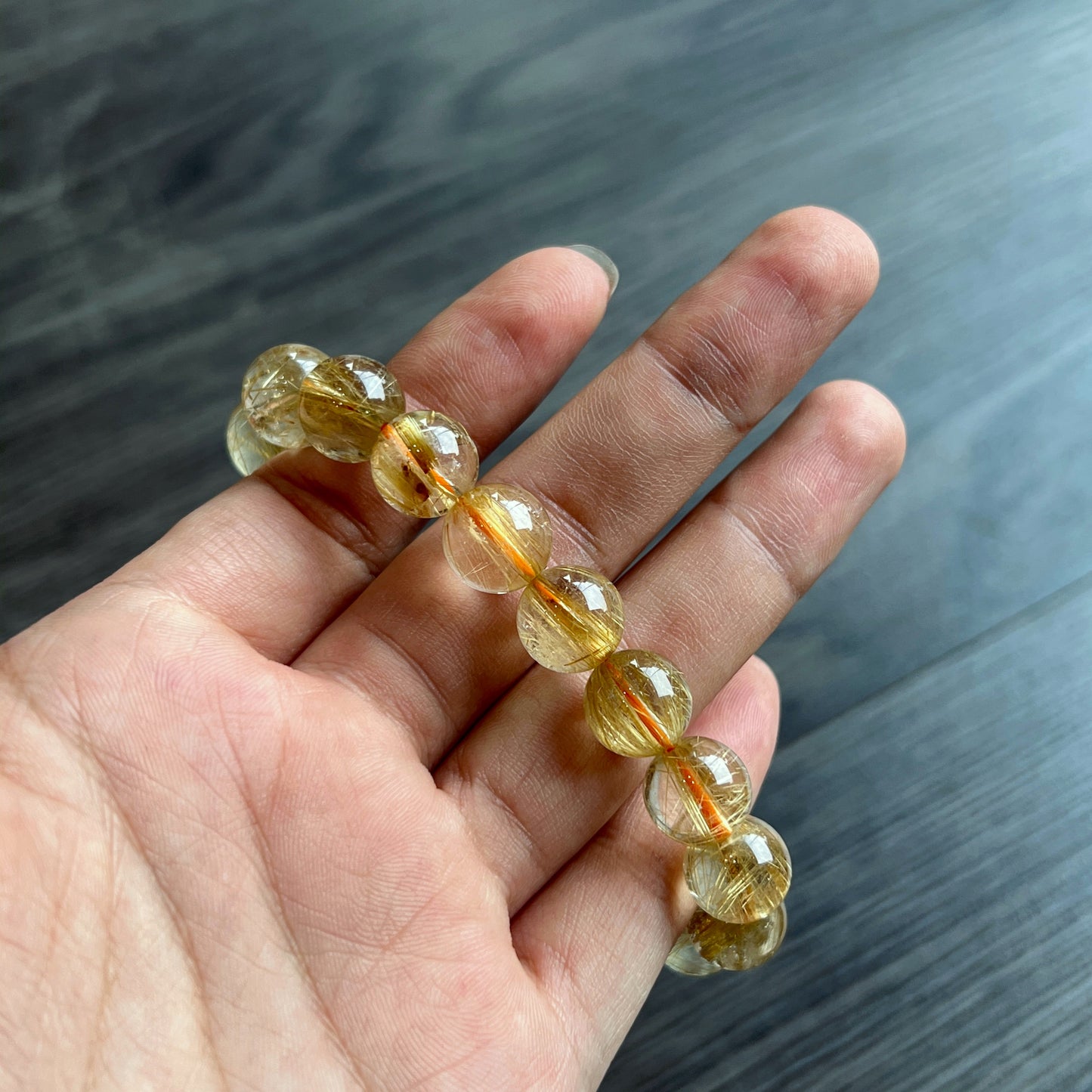 Bracelet VIP Quartz Rutilé Doré Taille 11 mm