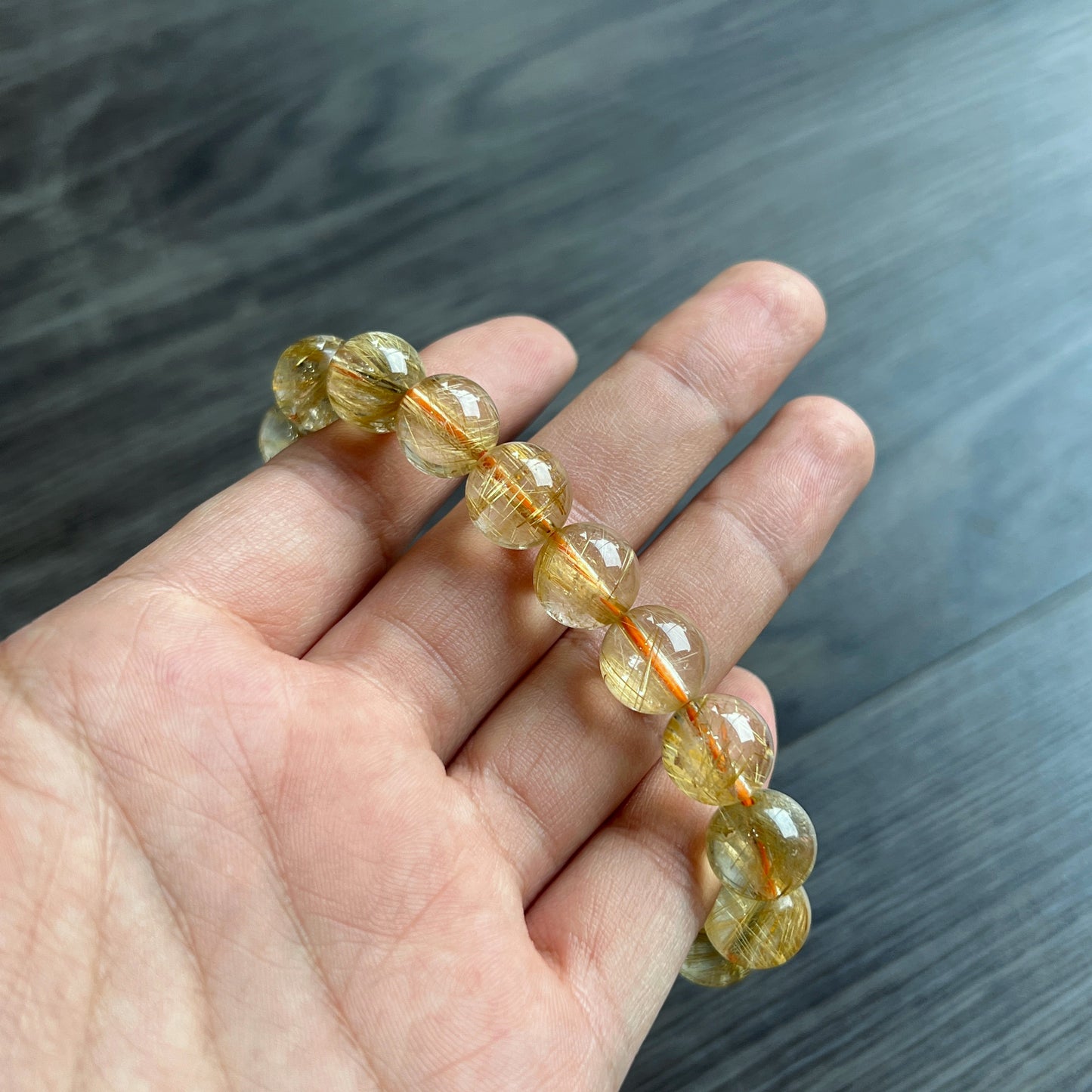 Bracelet VIP Quartz Rutilé Doré Taille 11 mm