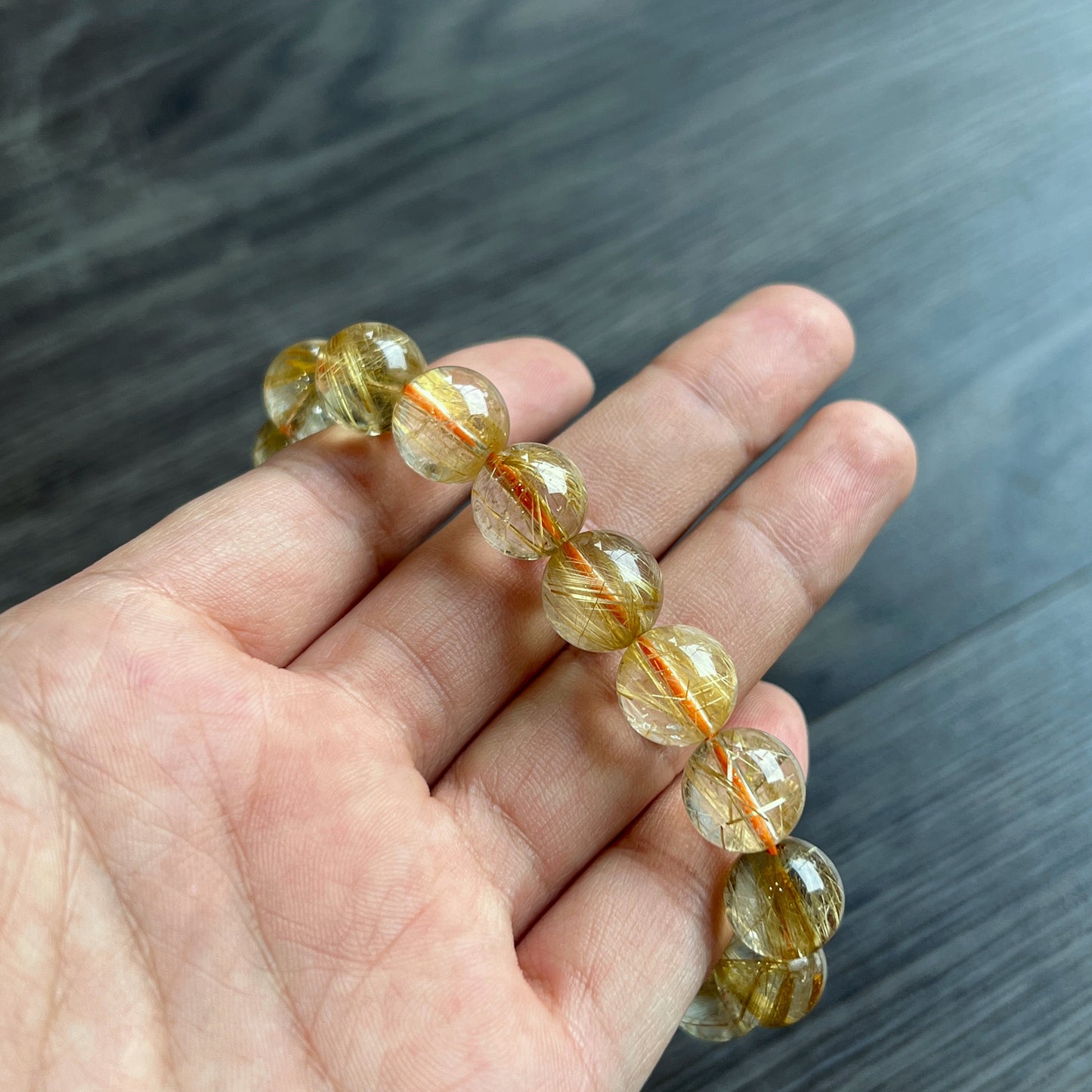 Bracelet VIP Quartz Rutilé Doré Taille 11 mm
