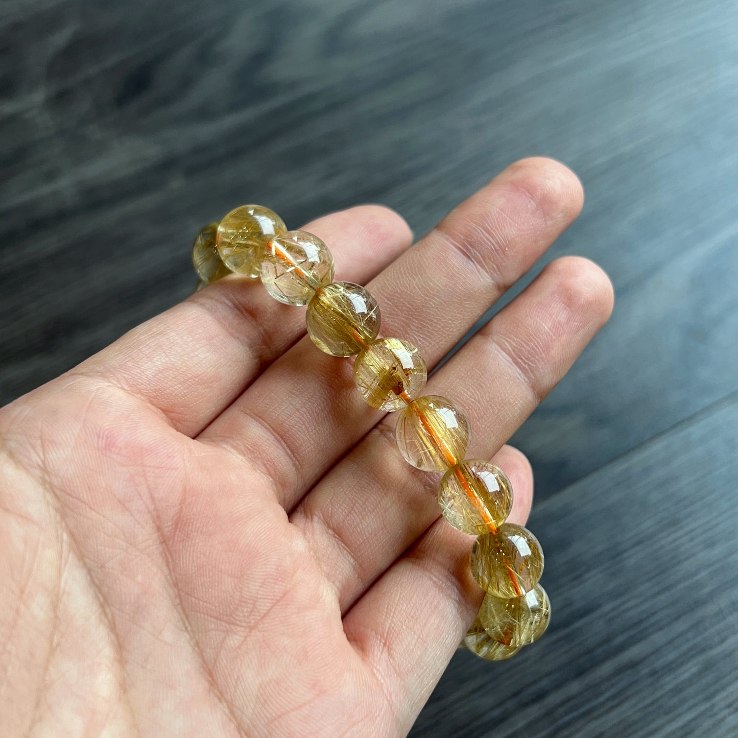Bracelet VIP Quartz Rutilé Doré Taille 11 mm