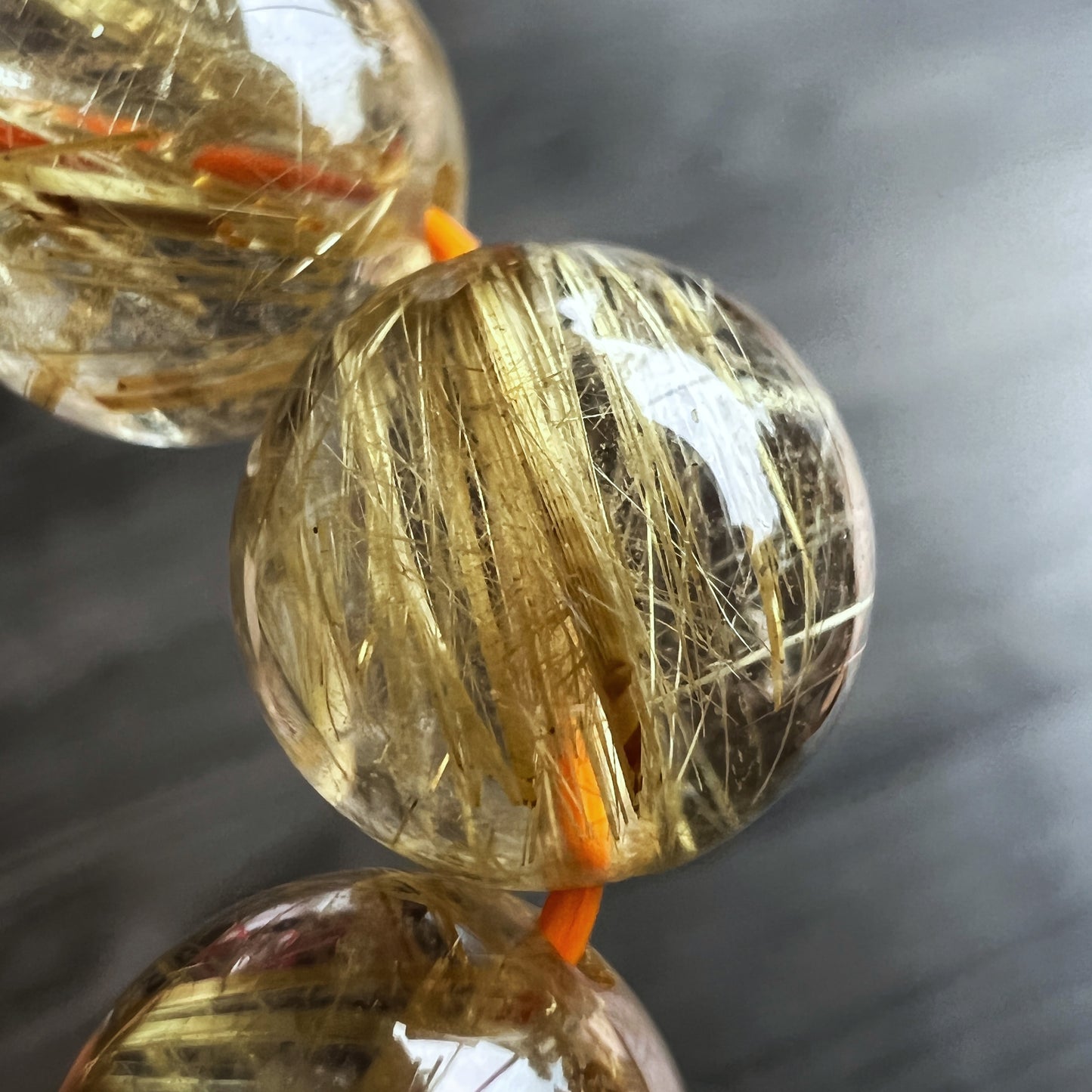 Bracelet VIP Quartz Rutilé Doré Taille 11 mm