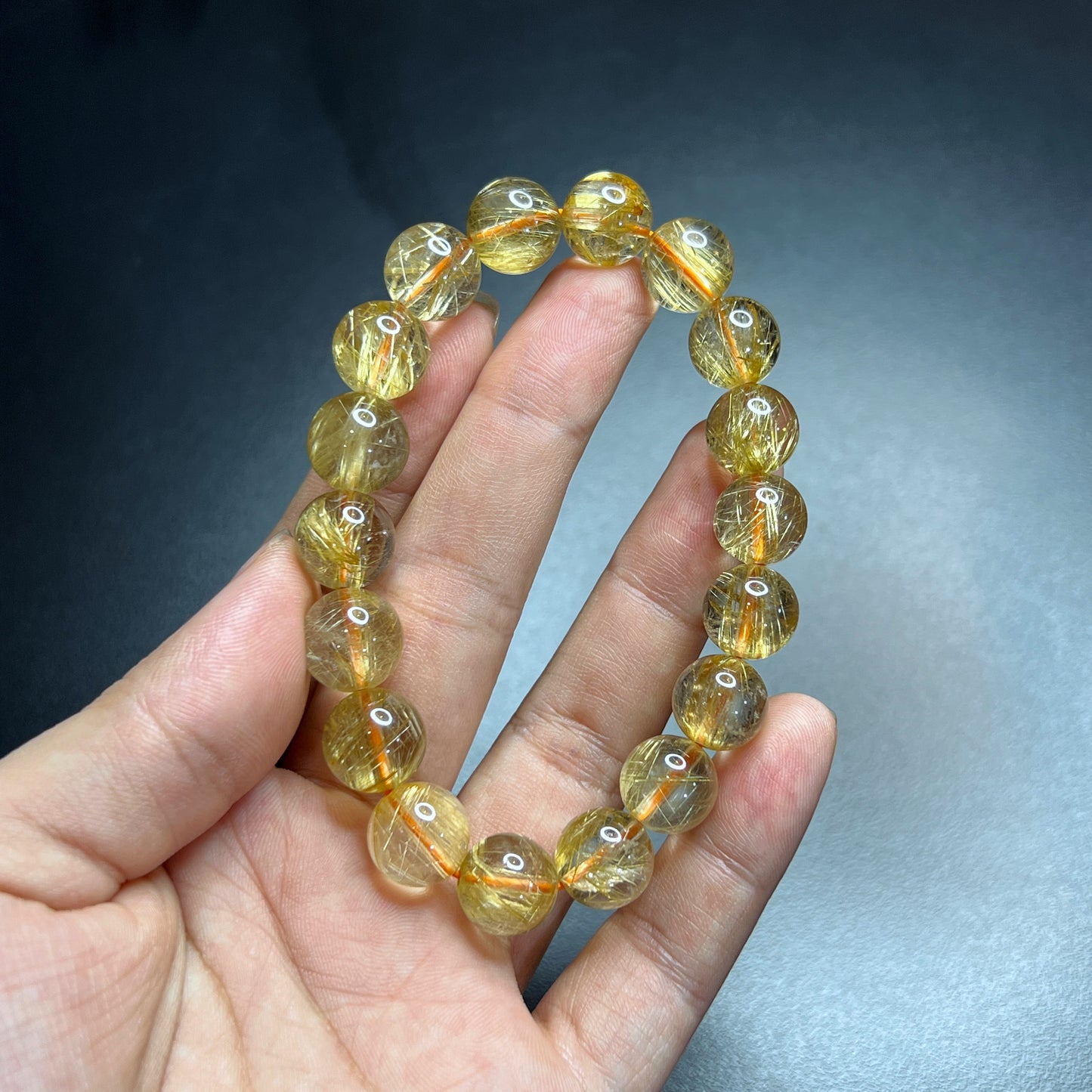 Bracelet VIP Quartz Rutilé Doré Taille 11 mm