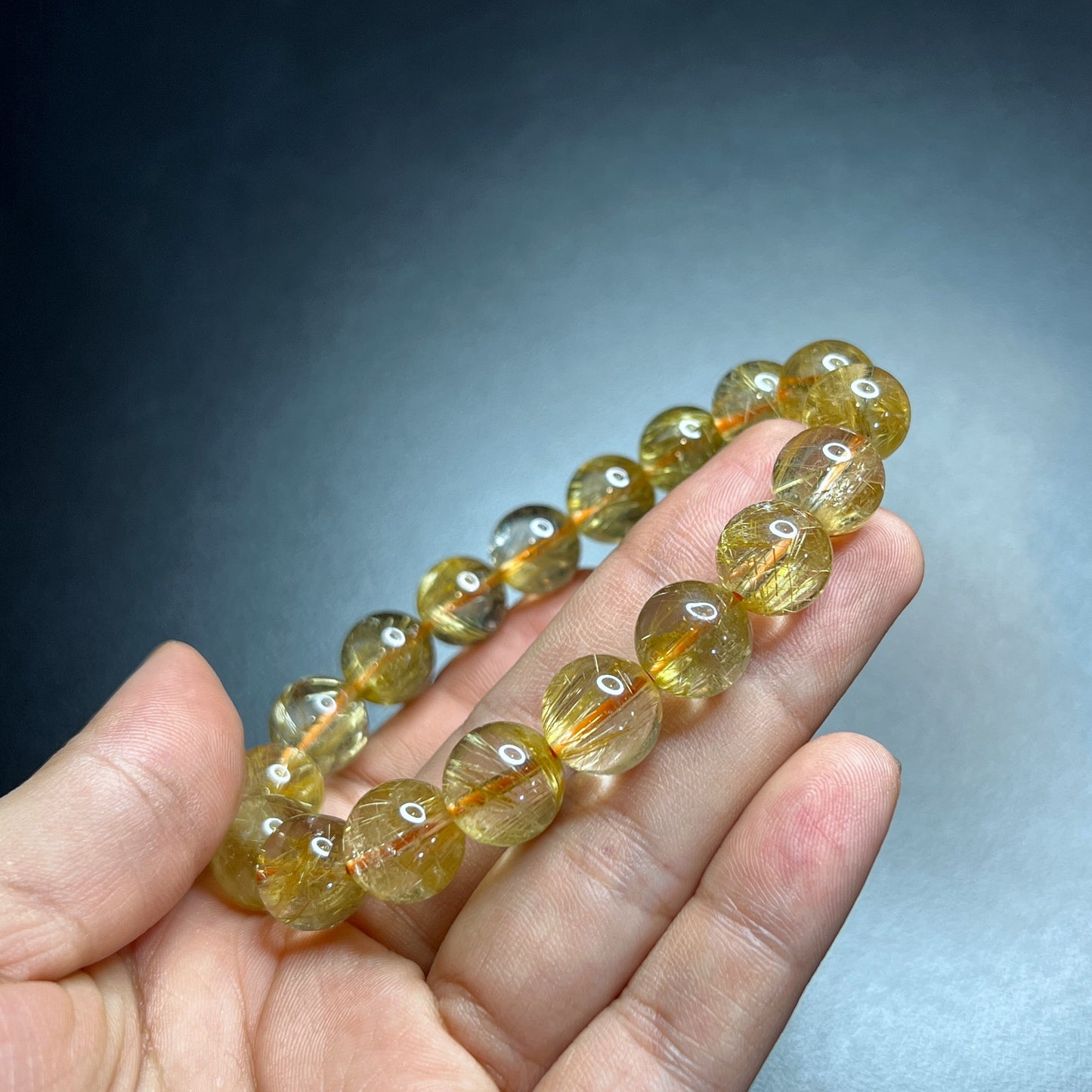 Bracelet VIP Quartz Rutilé Doré Taille 11 mm