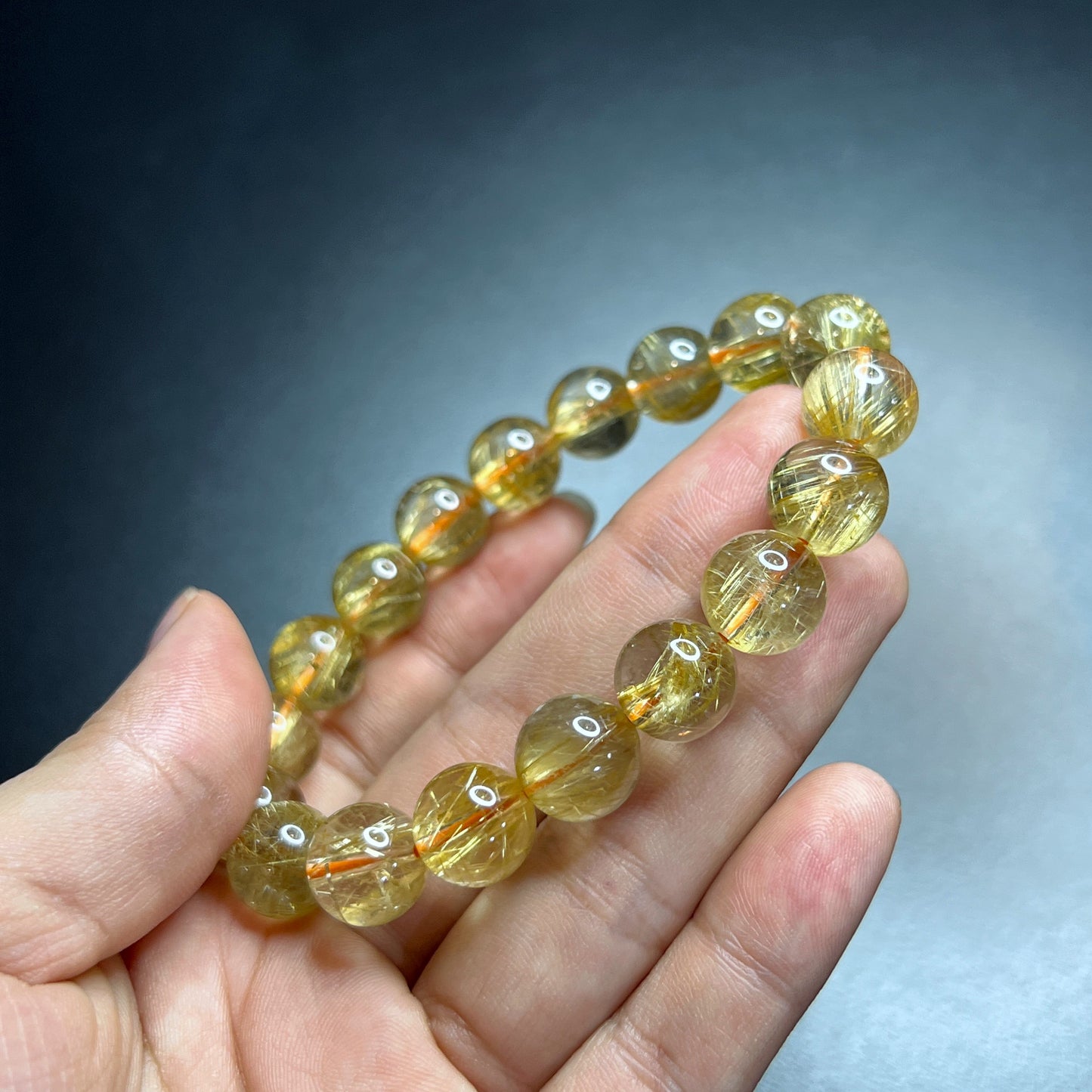 Bracelet VIP Quartz Rutilé Doré Taille 11 mm