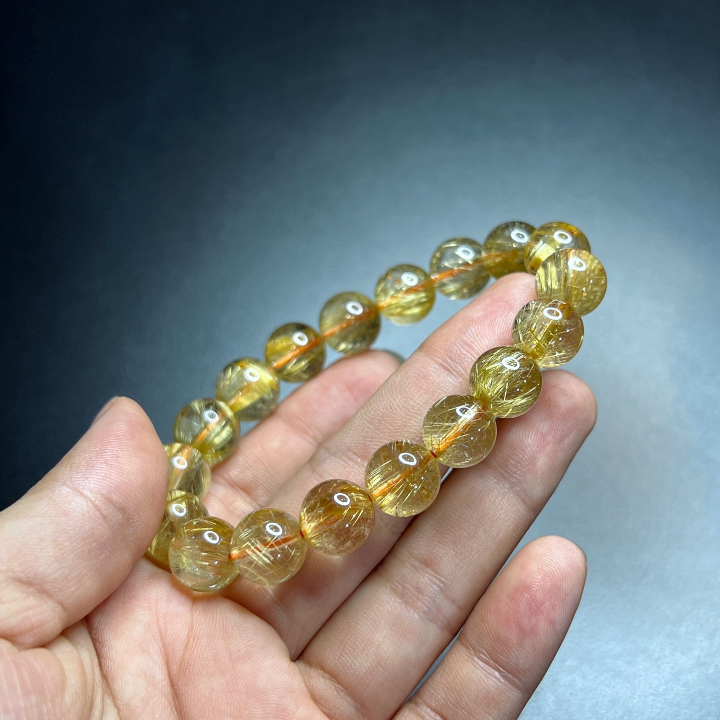 Bracelet VIP Quartz Rutilé Doré Taille 11 mm