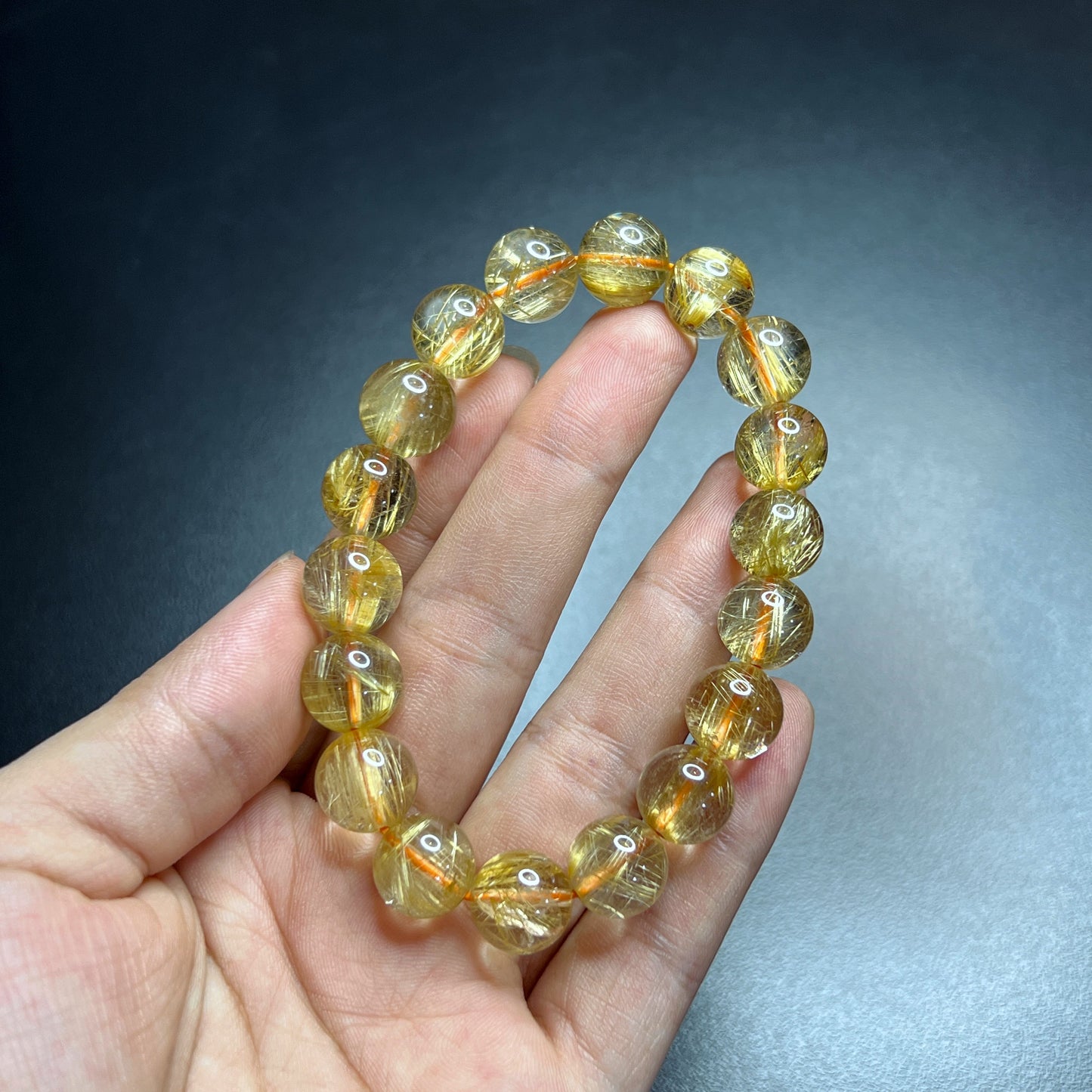 Bracelet VIP Quartz Rutilé Doré Taille 11 mm