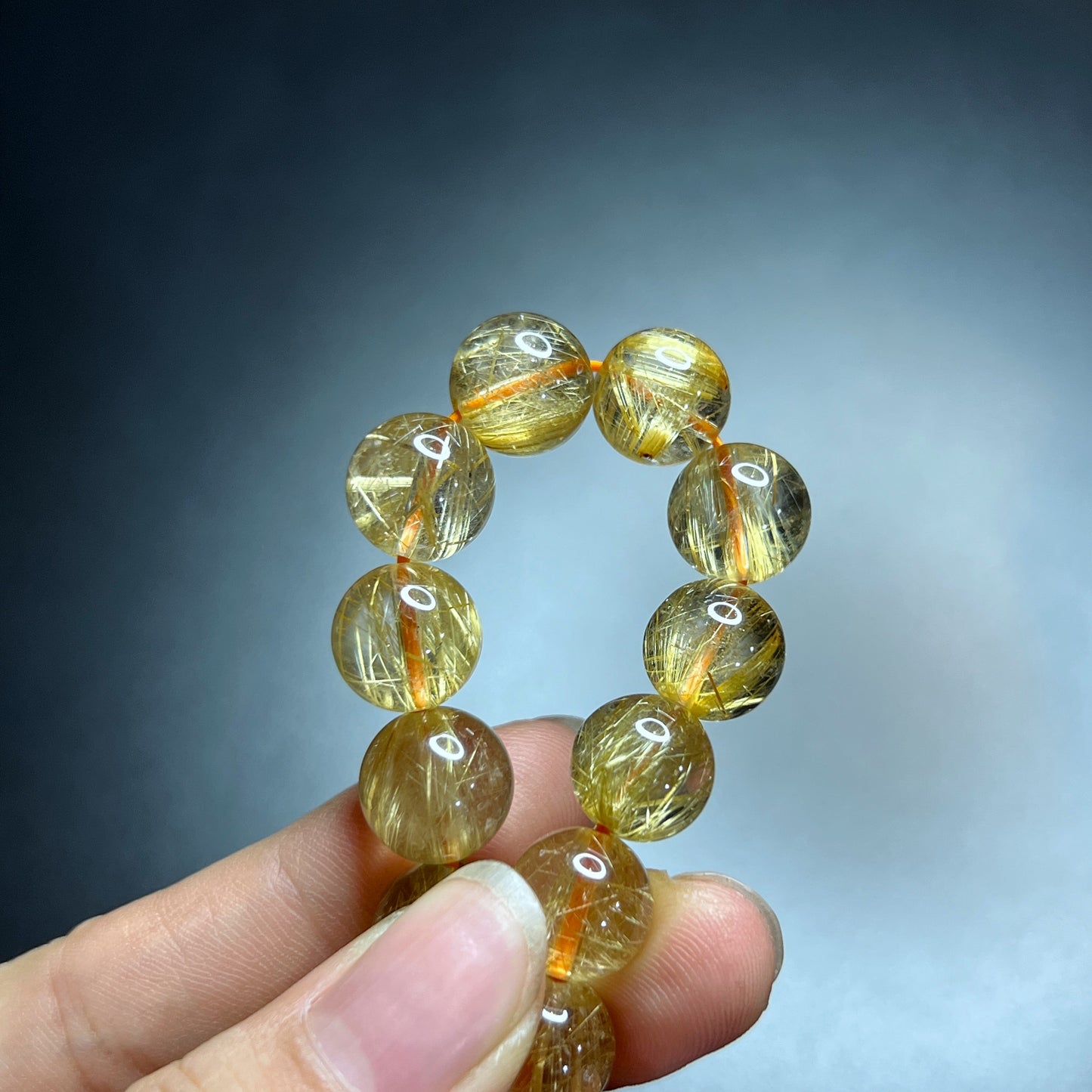 Bracelet VIP Quartz Rutilé Doré Taille 11 mm