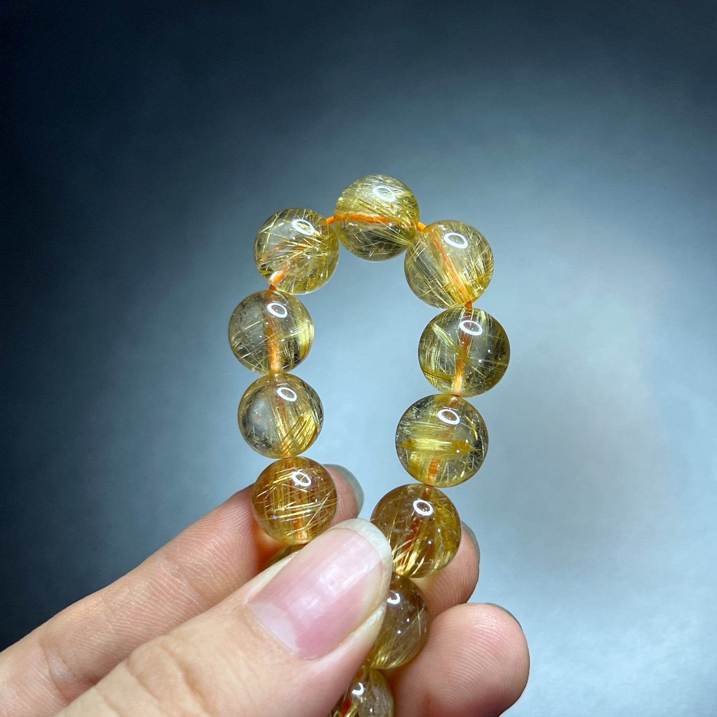 Bracelet VIP Quartz Rutilé Doré Taille 11 mm