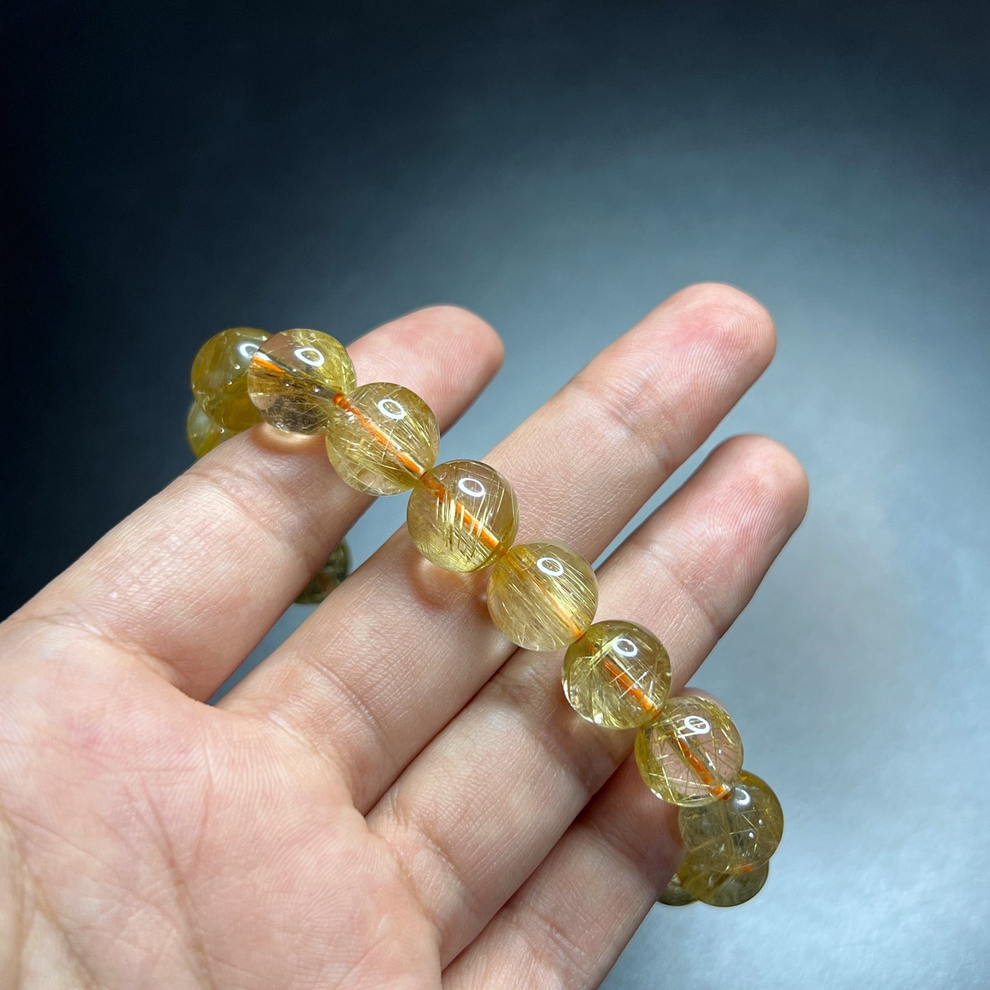 Bracelet VIP Quartz Rutilé Doré Taille 11 mm