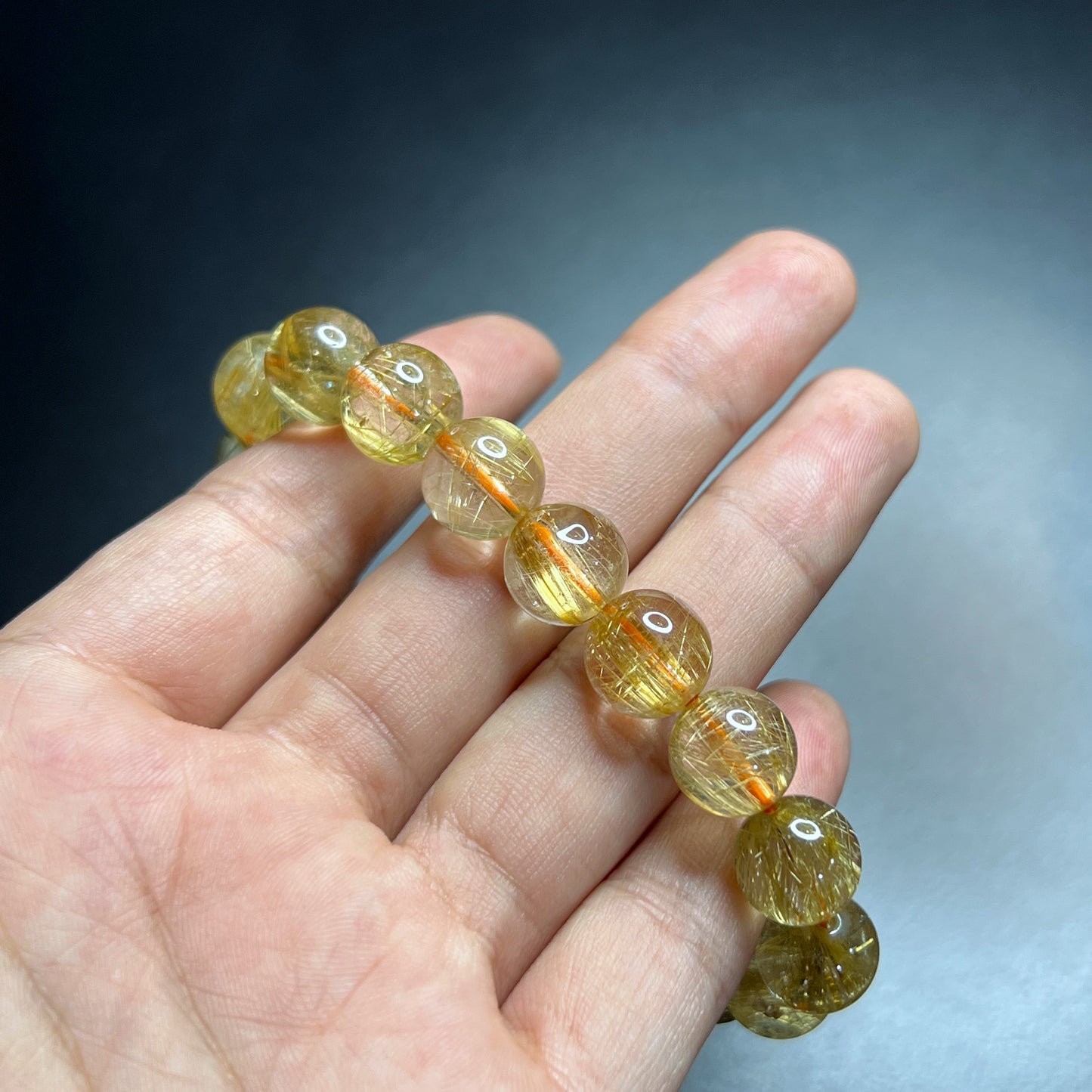 Bracelet VIP Quartz Rutilé Doré Taille 11 mm