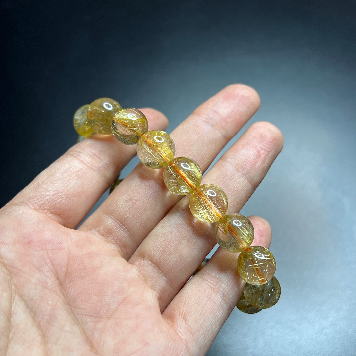 Bracelet VIP Quartz Rutilé Doré Taille 11 mm