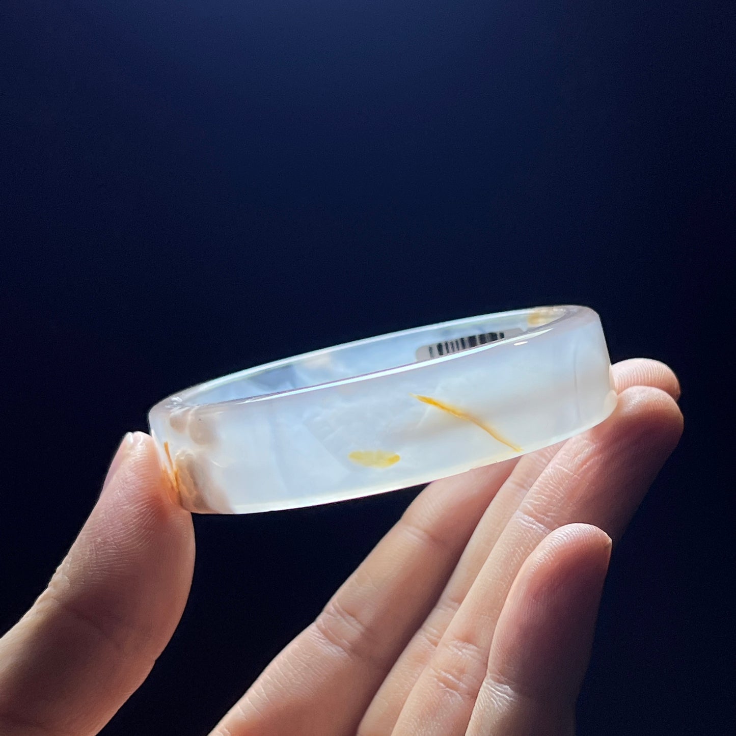 Natural Floral Agate Bangle Square Style Size 55 mm