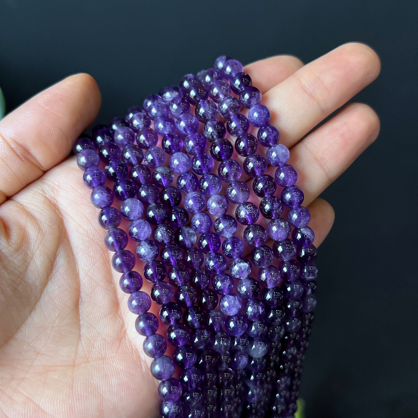 Natural Amethyst Triple Wrap Bracelet Size 6 mm