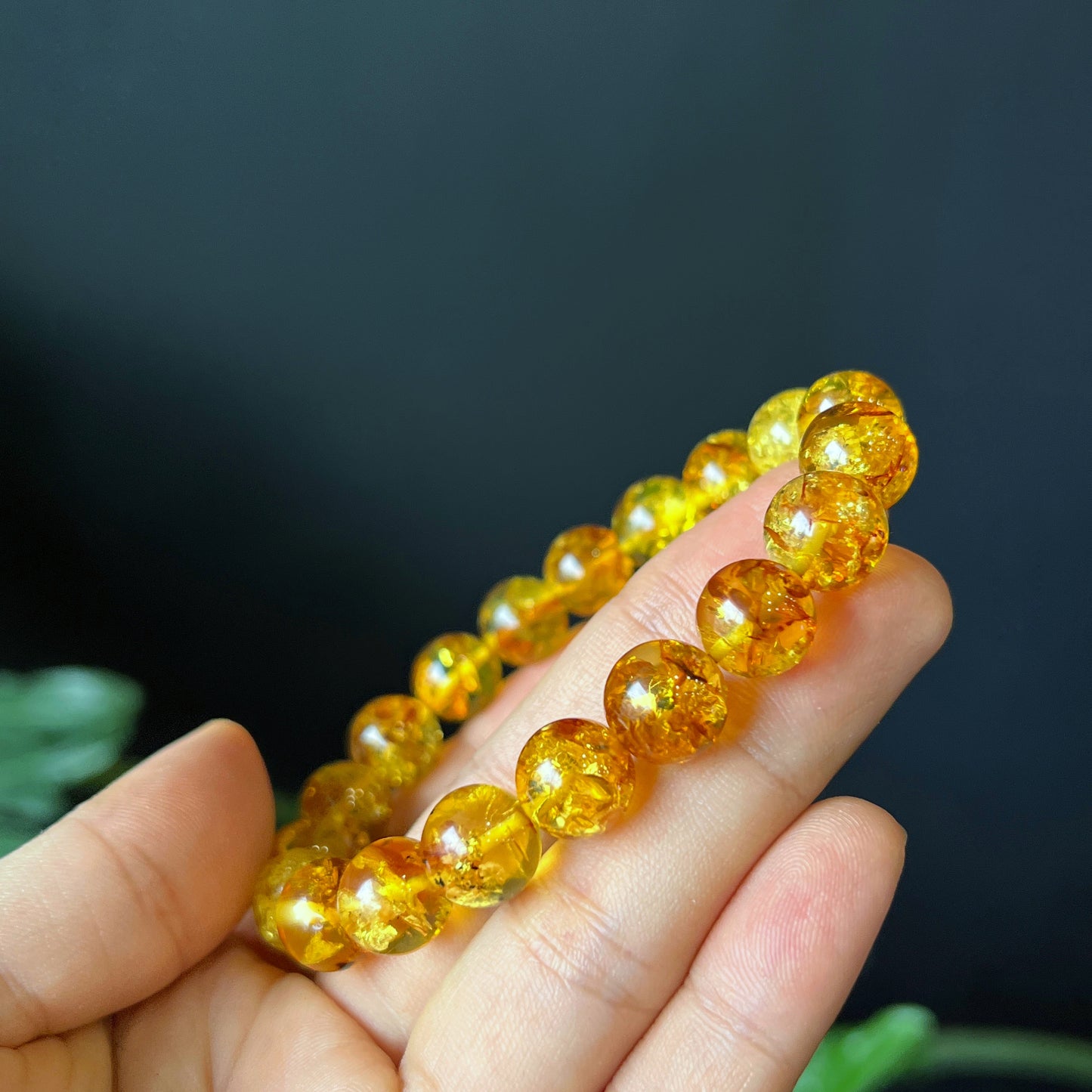 Natural Amber Fossil Bracelet Size 10 mm