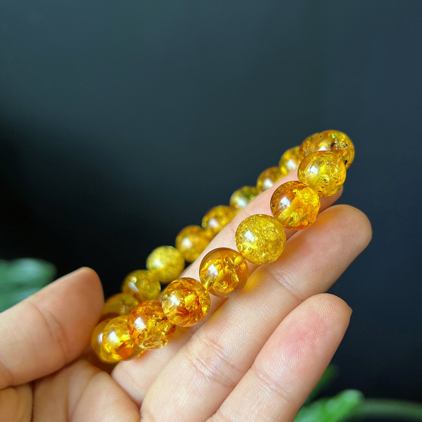 Natural Amber Fossil Bracelet Size 10 mm