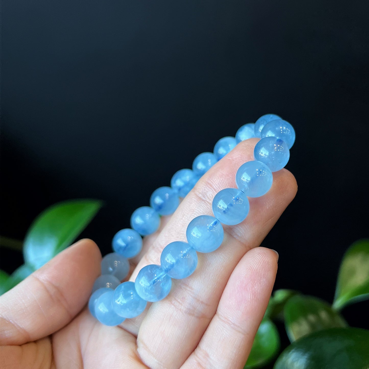 Bracelet aigue-marine taille 10 mm