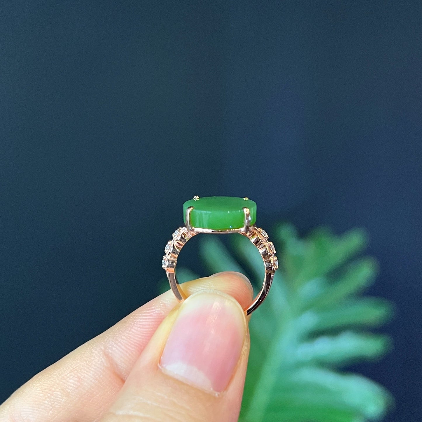 Natural Nephrite Jade Ring in 14 k Yellow Gold Setting size 1.55