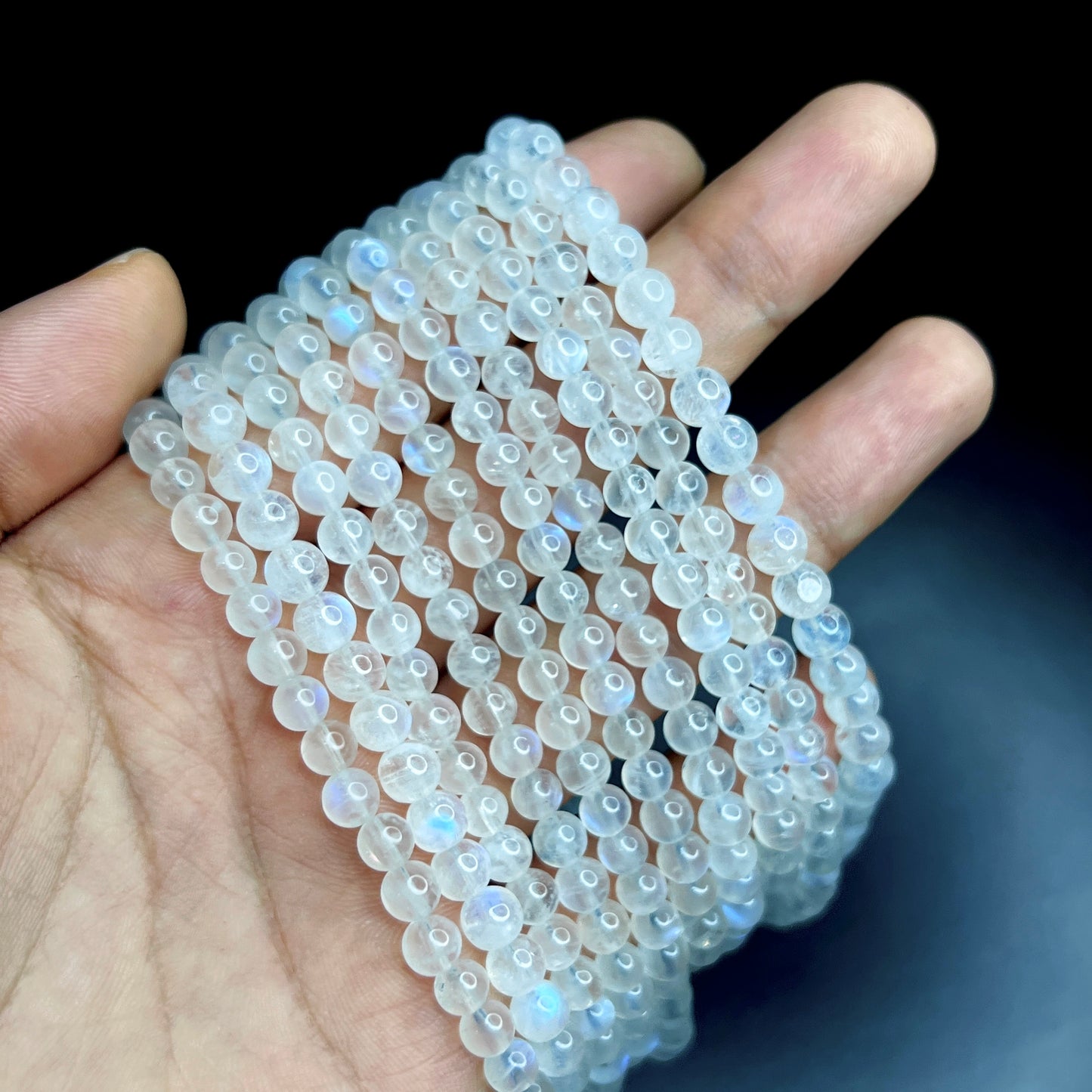 Natural Moonstone Triple Wrap Bracelet Size 4.5-5 mm